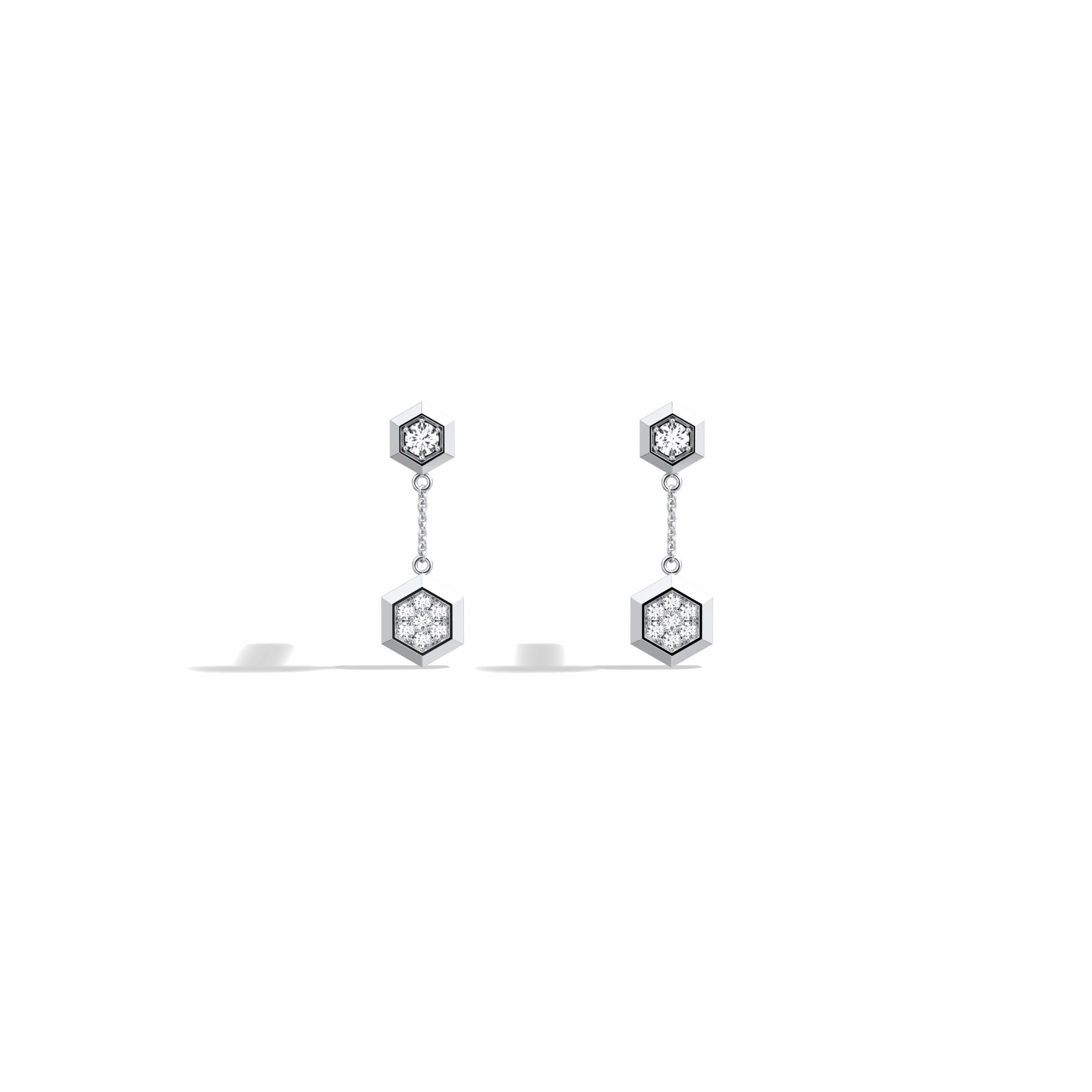 0.15CTW Round Lab Dimaond Hexagon Drop Earring - Image 24