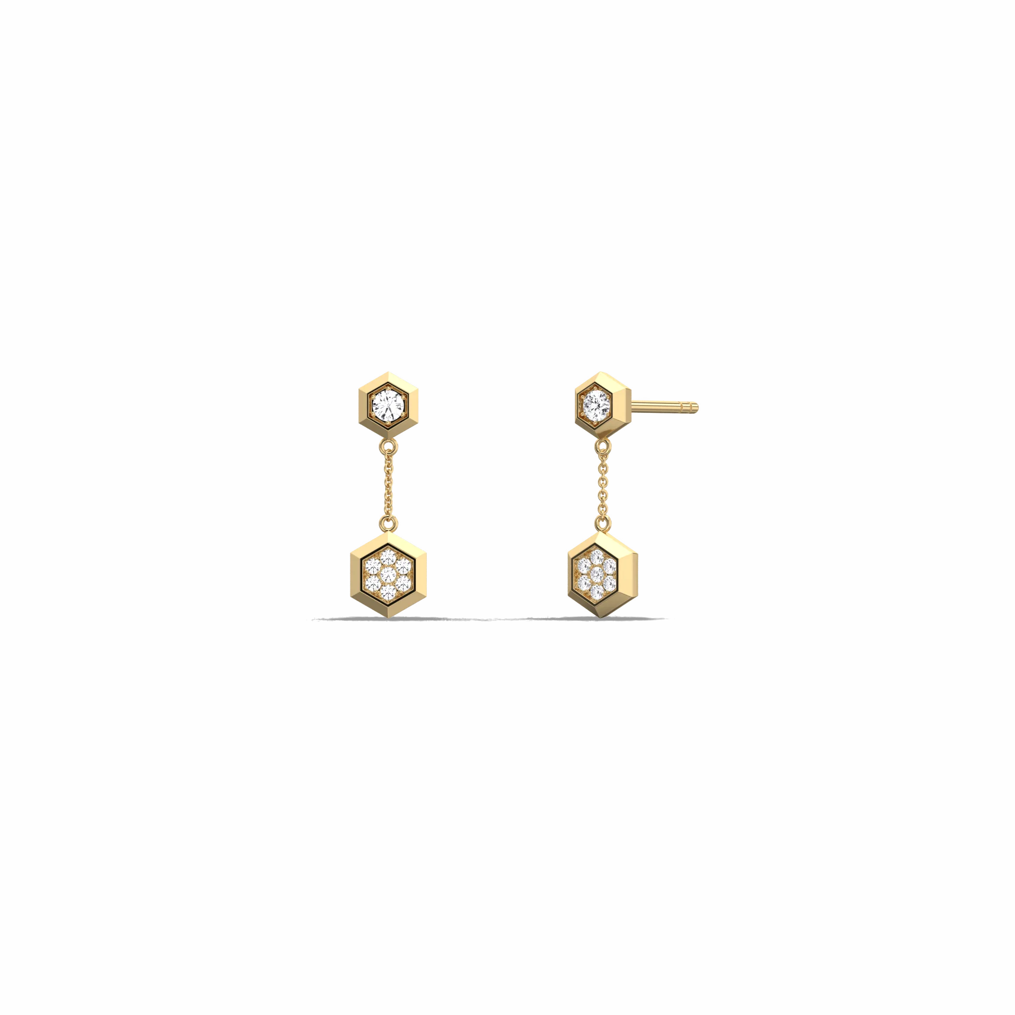 0.15CTW Round Lab Dimaond Hexagon Drop Earring - Image 4