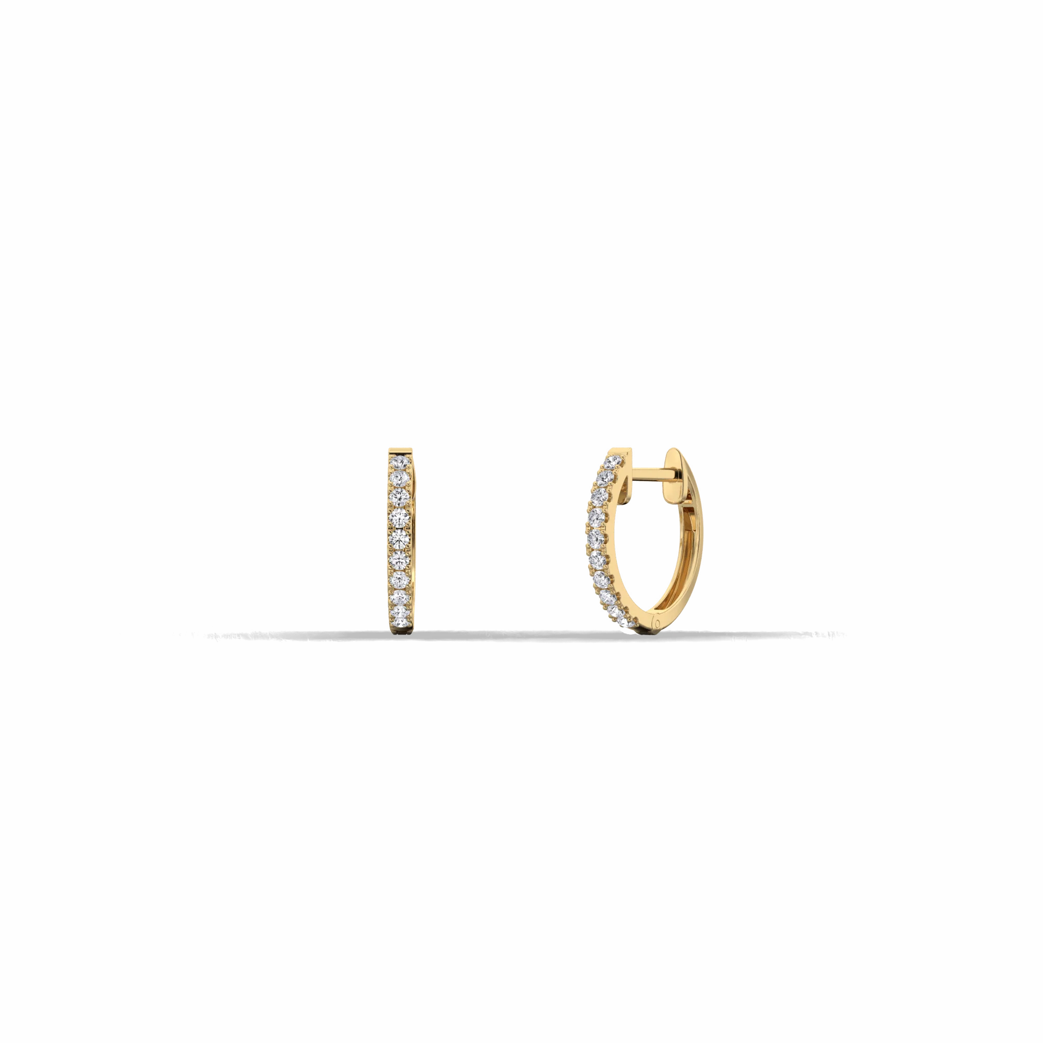 0.17 CTW Diamond Hoop Earrings 12mm in 14K Solid Gold and Platinum - Image 4