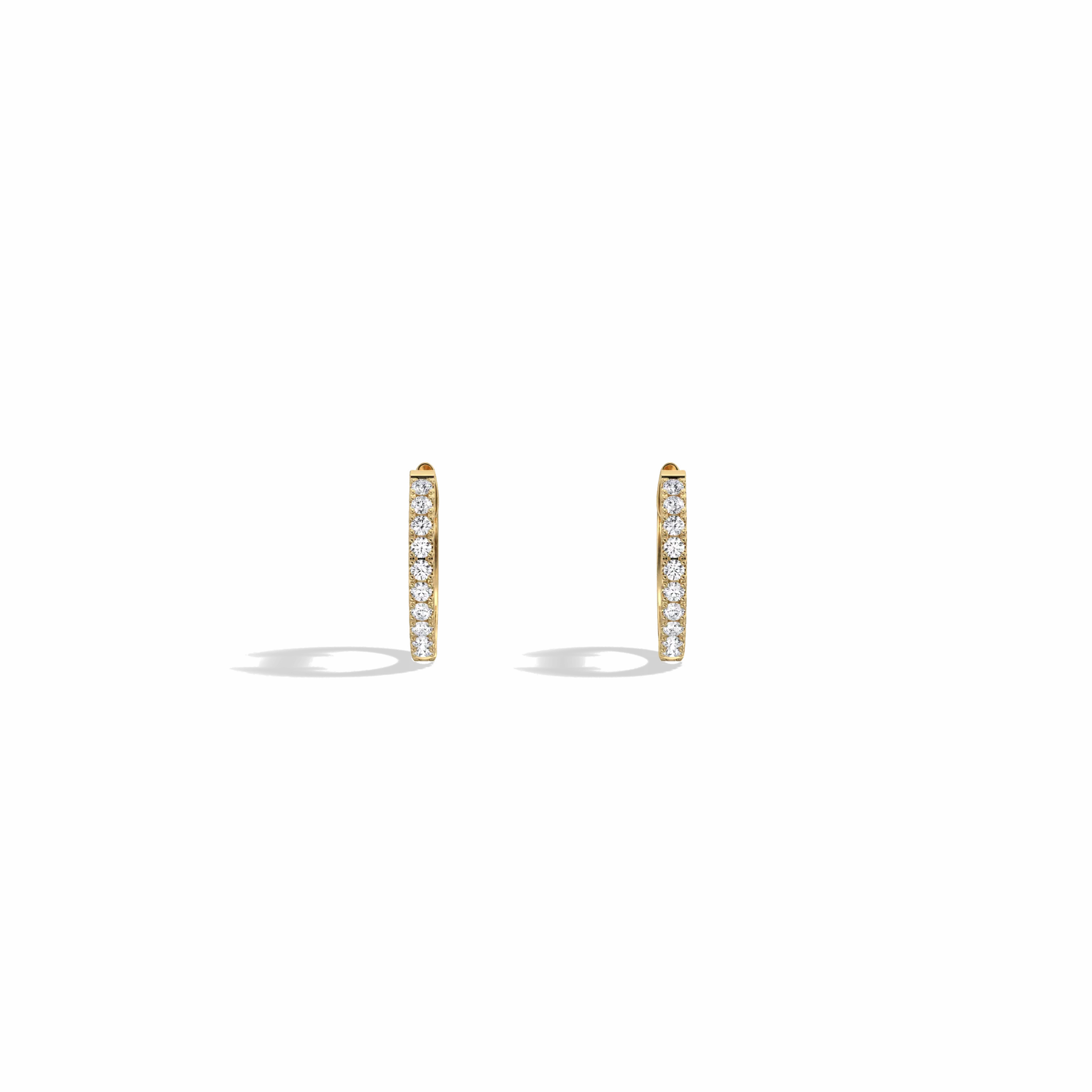 0.17 CTW Diamond Hoop Earrings 12mm in 14K Solid Gold and Platinum - Image 5