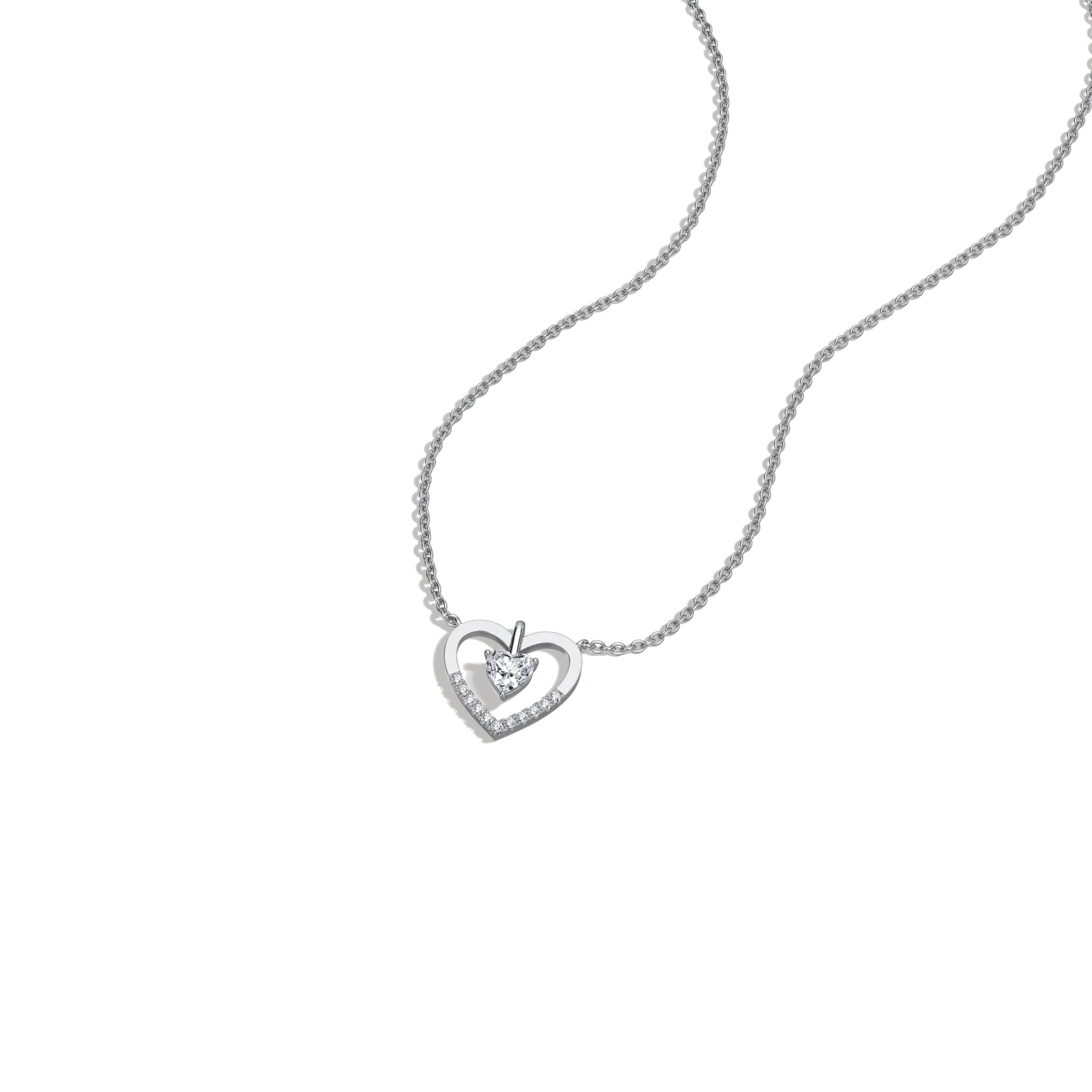 0.18CTW Lab Grown Diamond Heart Necklace In 14K Solid Gold/Platinum - Image 15