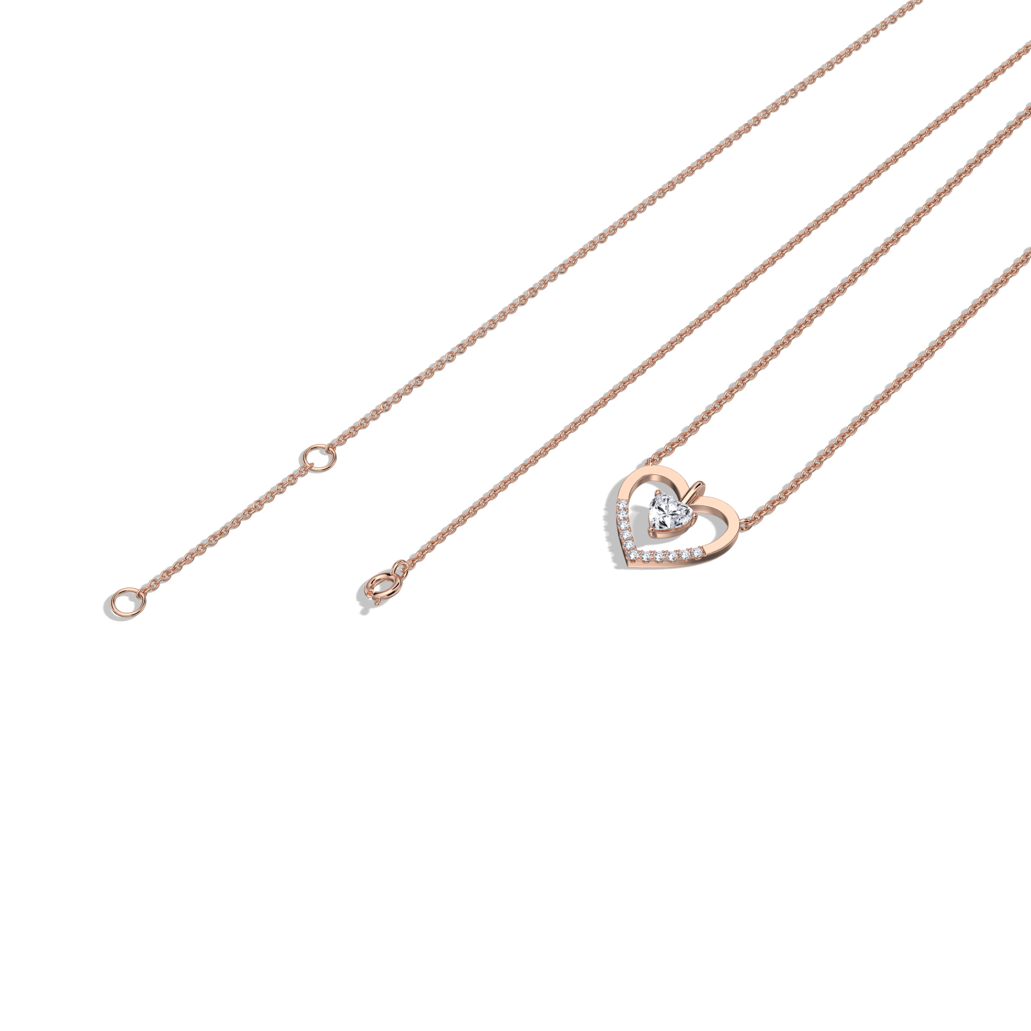 0.18CTW Lab Grown Diamond Heart Necklace In 14K Solid Gold/Platinum - Image 19