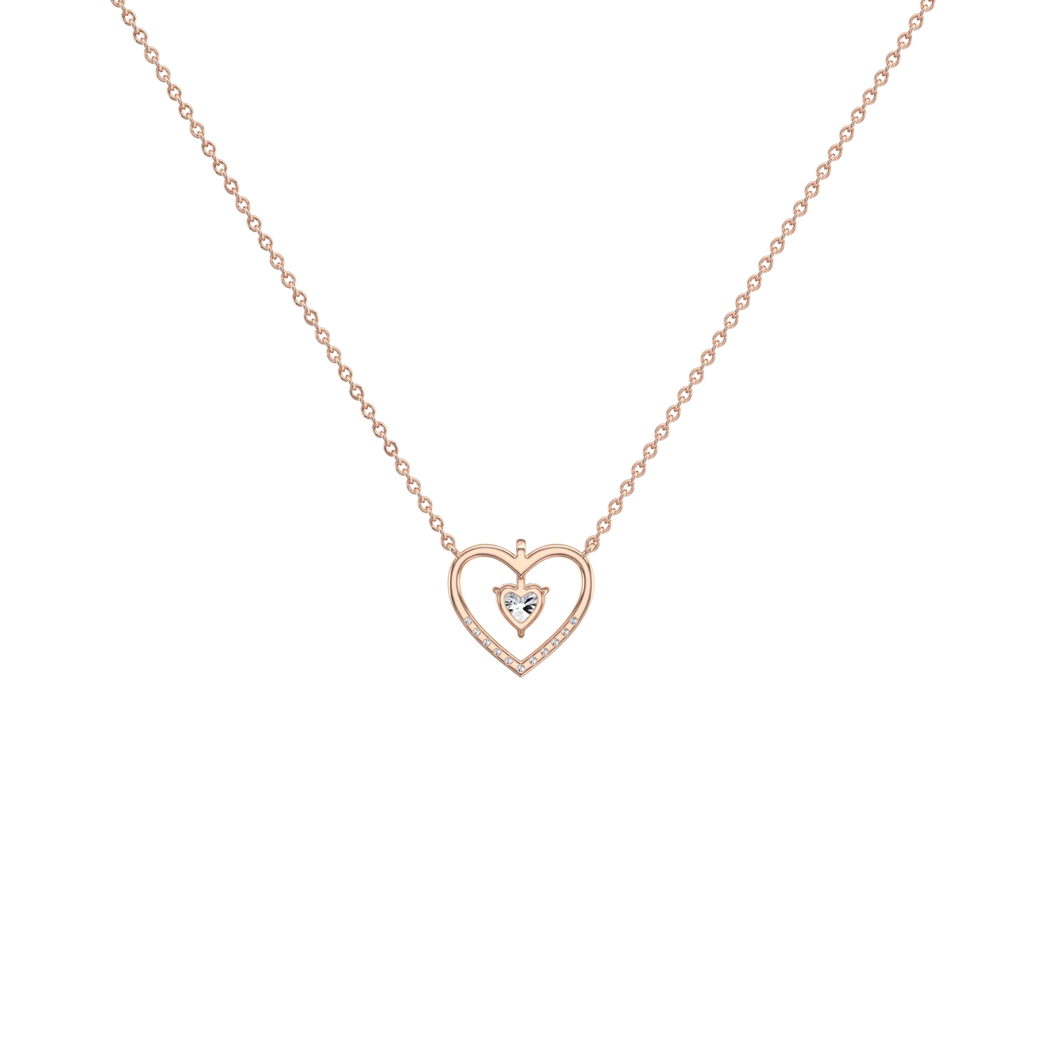 0.18CTW Lab Grown Diamond Heart Necklace In 14K Solid Gold/Platinum - Image 20