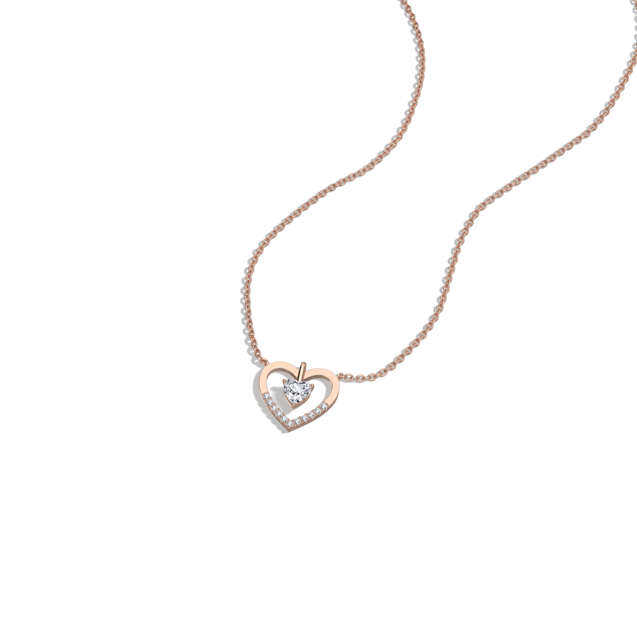0.18CTW Lab Grown Diamond Heart Necklace In 14K Solid Gold/Platinum - Image 22
