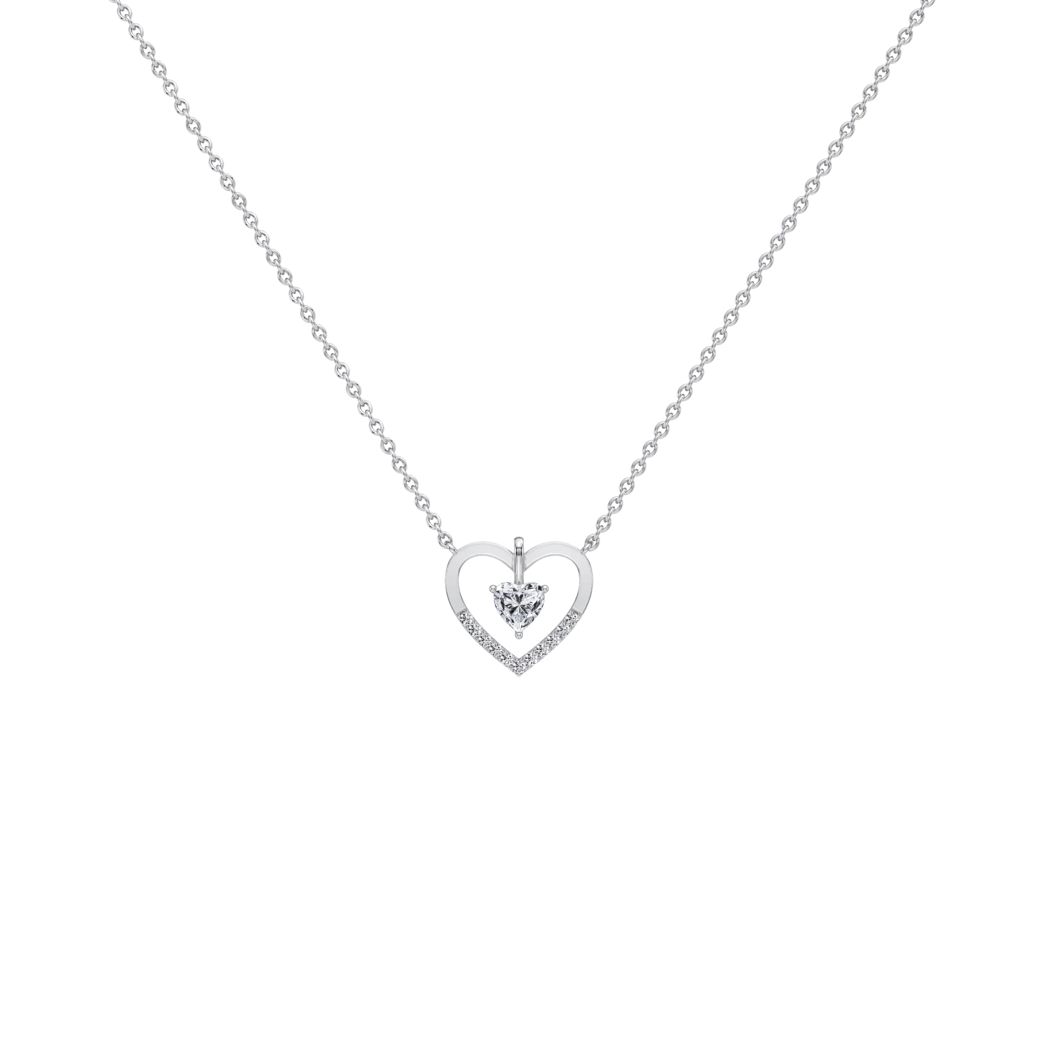 0.18CTW Lab Grown Diamond Heart Necklace In 14K Solid Gold/Platinum - Image 23