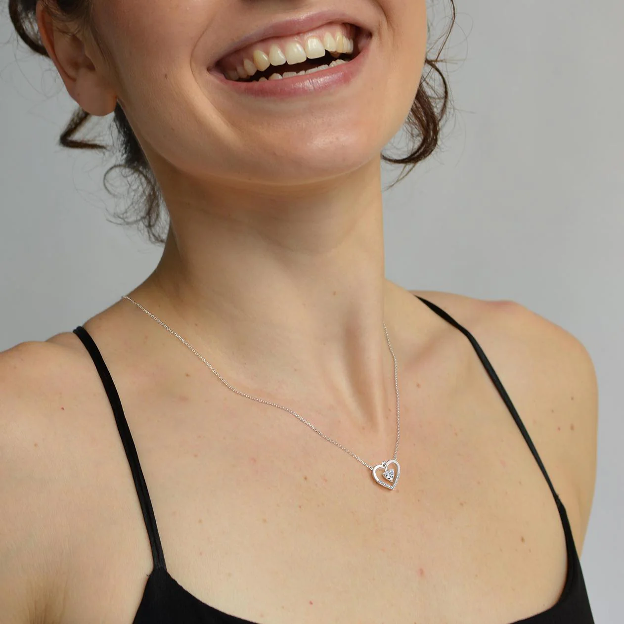 0.18CTW Lab Grown Diamond Heart Necklace In 14K Solid Gold/Platinum - Image 25