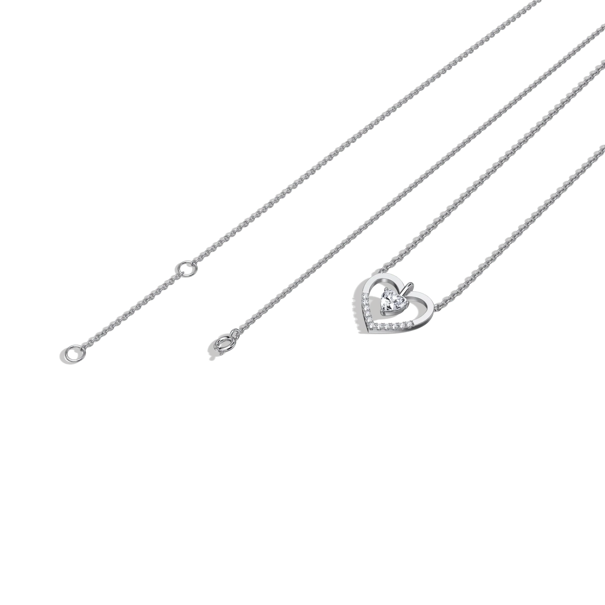 0.18CTW Lab Grown Diamond Heart Necklace In 14K Solid Gold/Platinum - Image 26