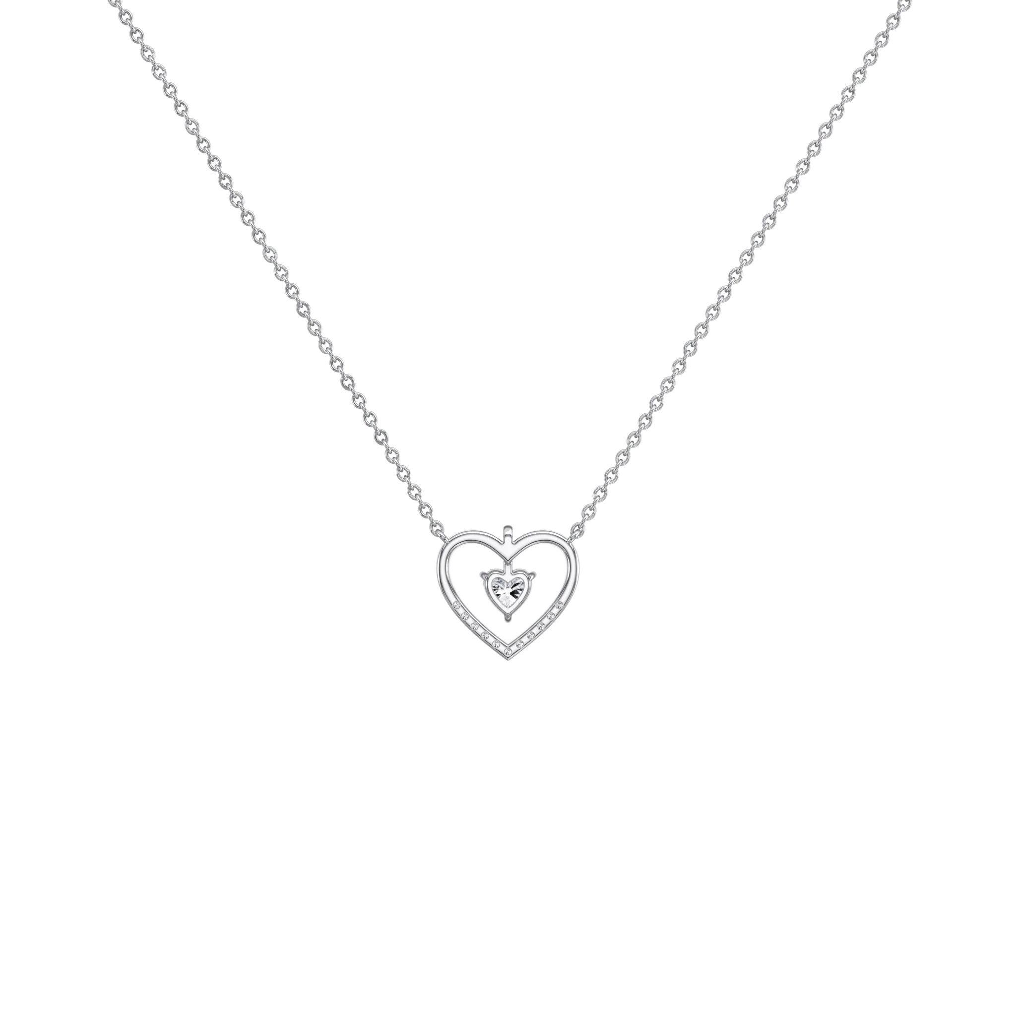 0.18CTW Lab Grown Diamond Heart Necklace In 14K Solid Gold/Platinum - Image 27