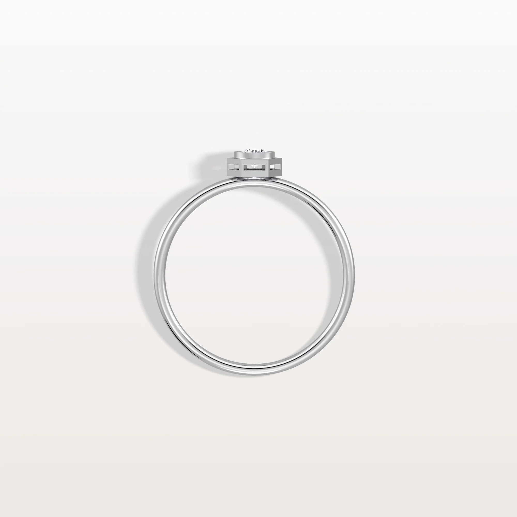 0.1CT Hexagon Bezel Solitaire Round Lab Diamond Ring - Image 30
