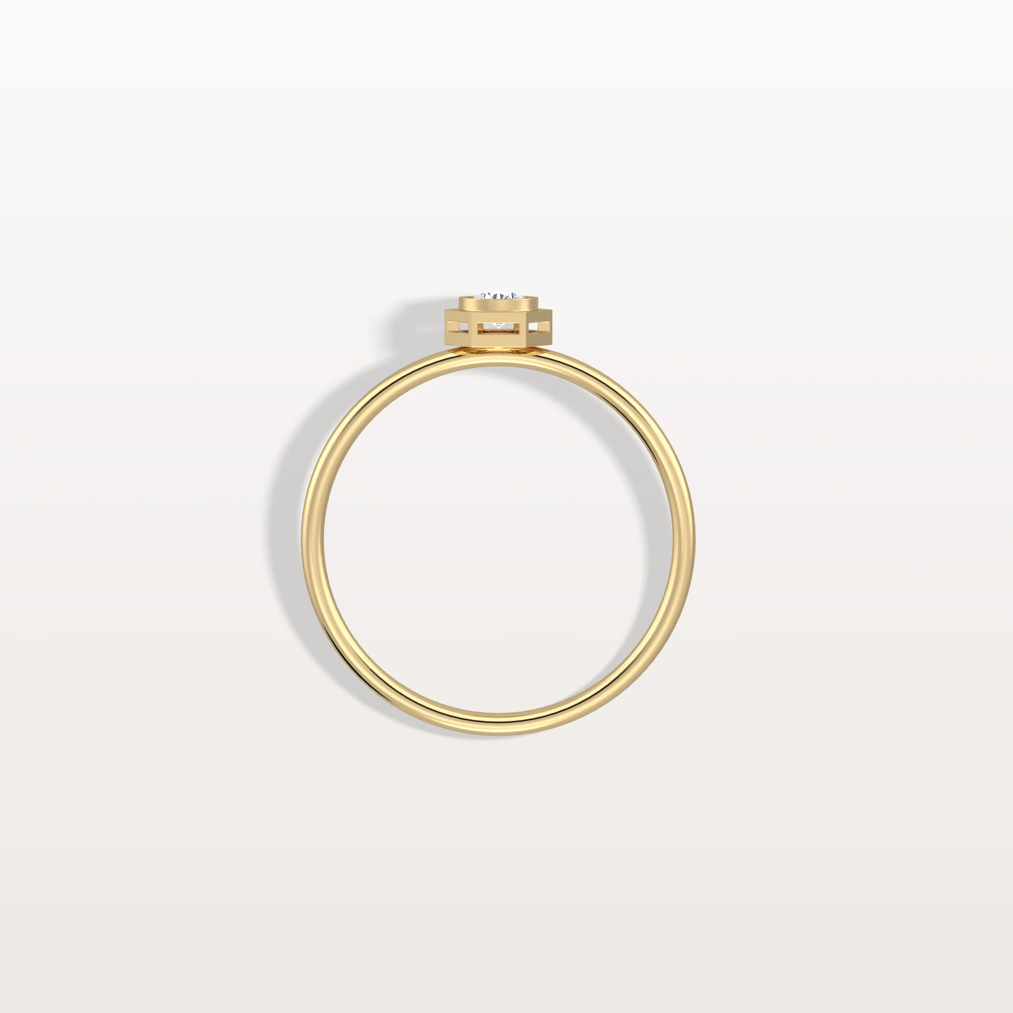 0.1CT Hexagon Bezel Solitaire Round Lab Diamond Ring - Image 5