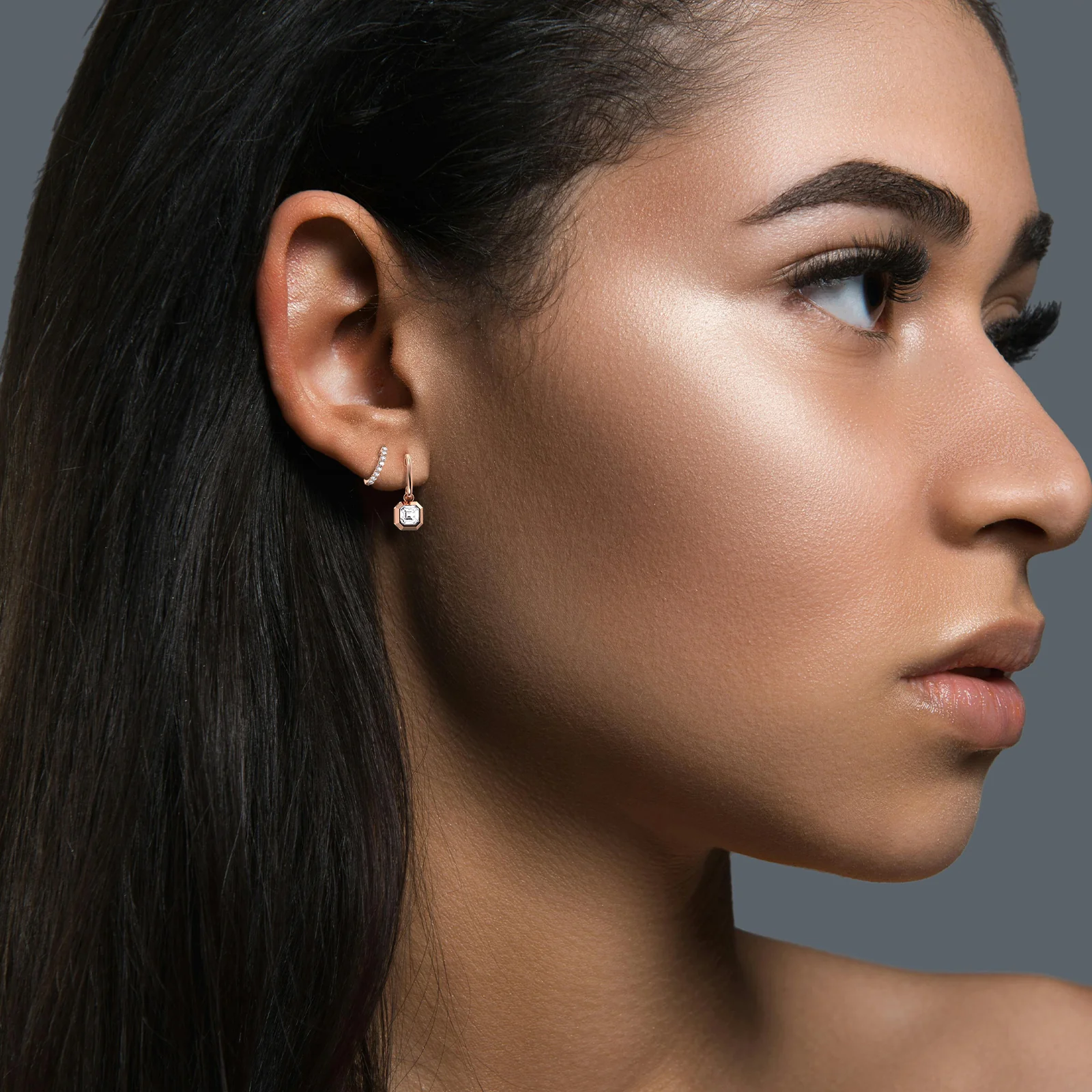 0.25 CTW U Prong Diamond Hoop Earrings in 14K Solid Gold & Platinum - Image 19