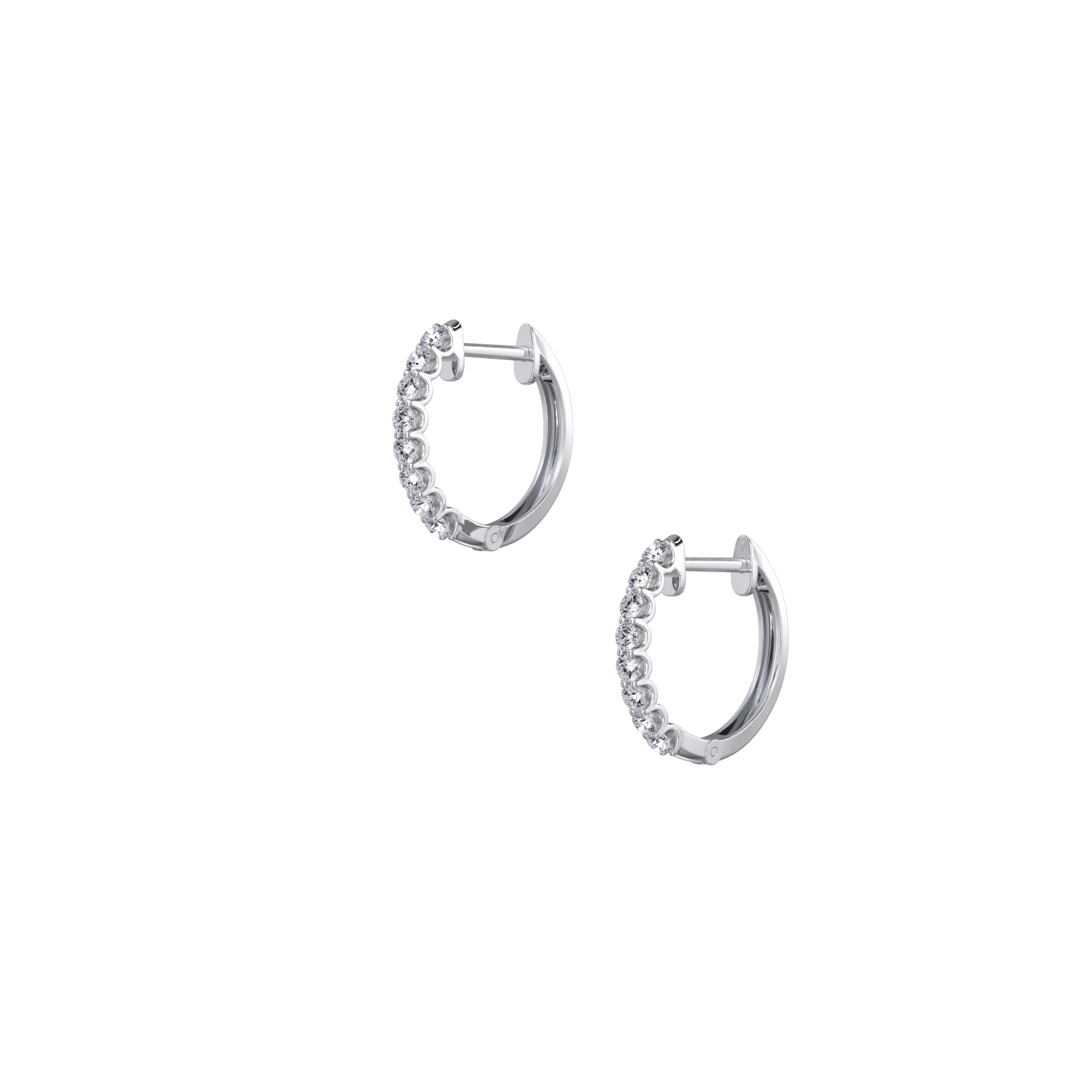 0.36 CTW U Prong Diamond Huggie Hoops 14mm in 14K Solid Gold - Image 8