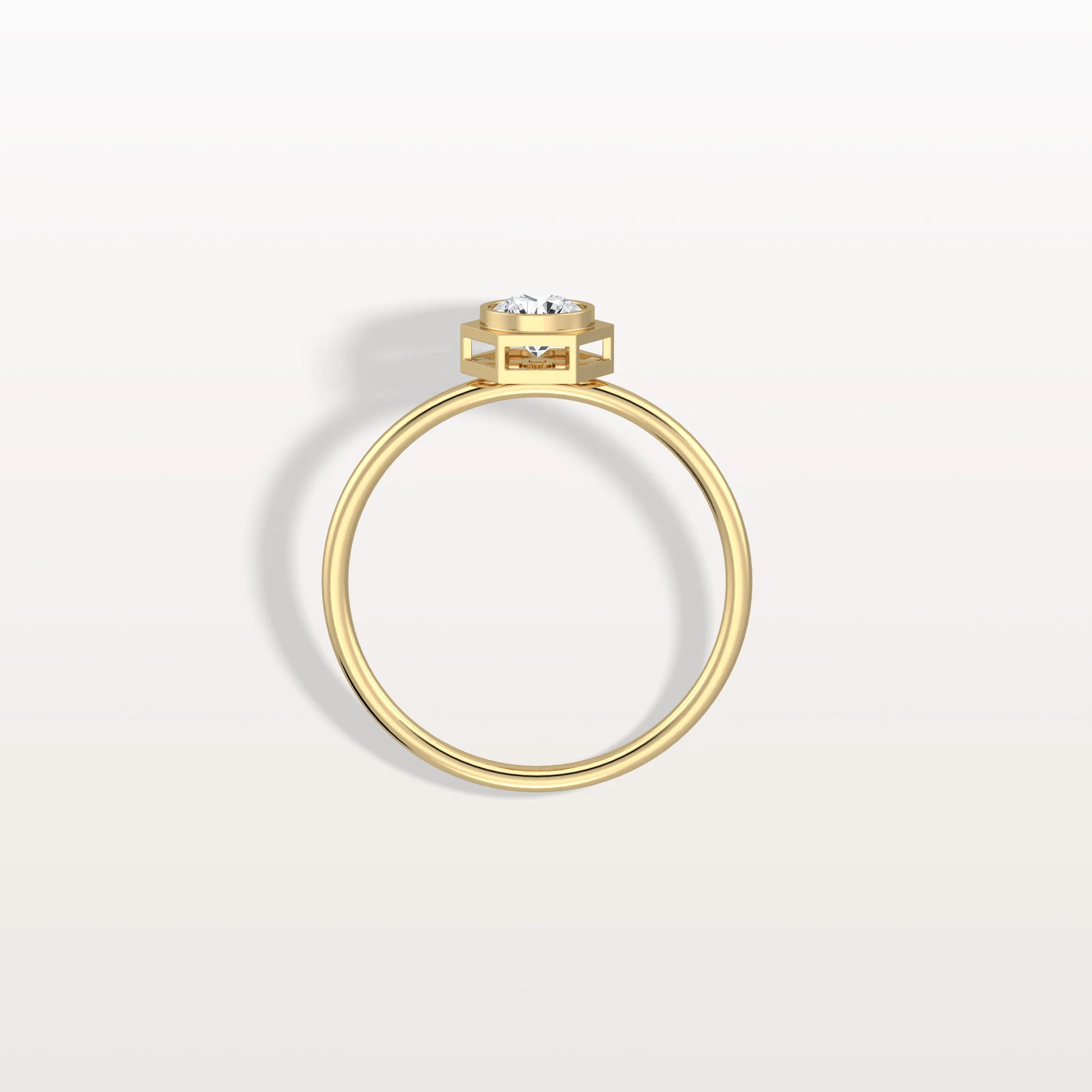 0.3CT Hexagon Bezel Solitaire Round Lab Diamond Ring - Image 5
