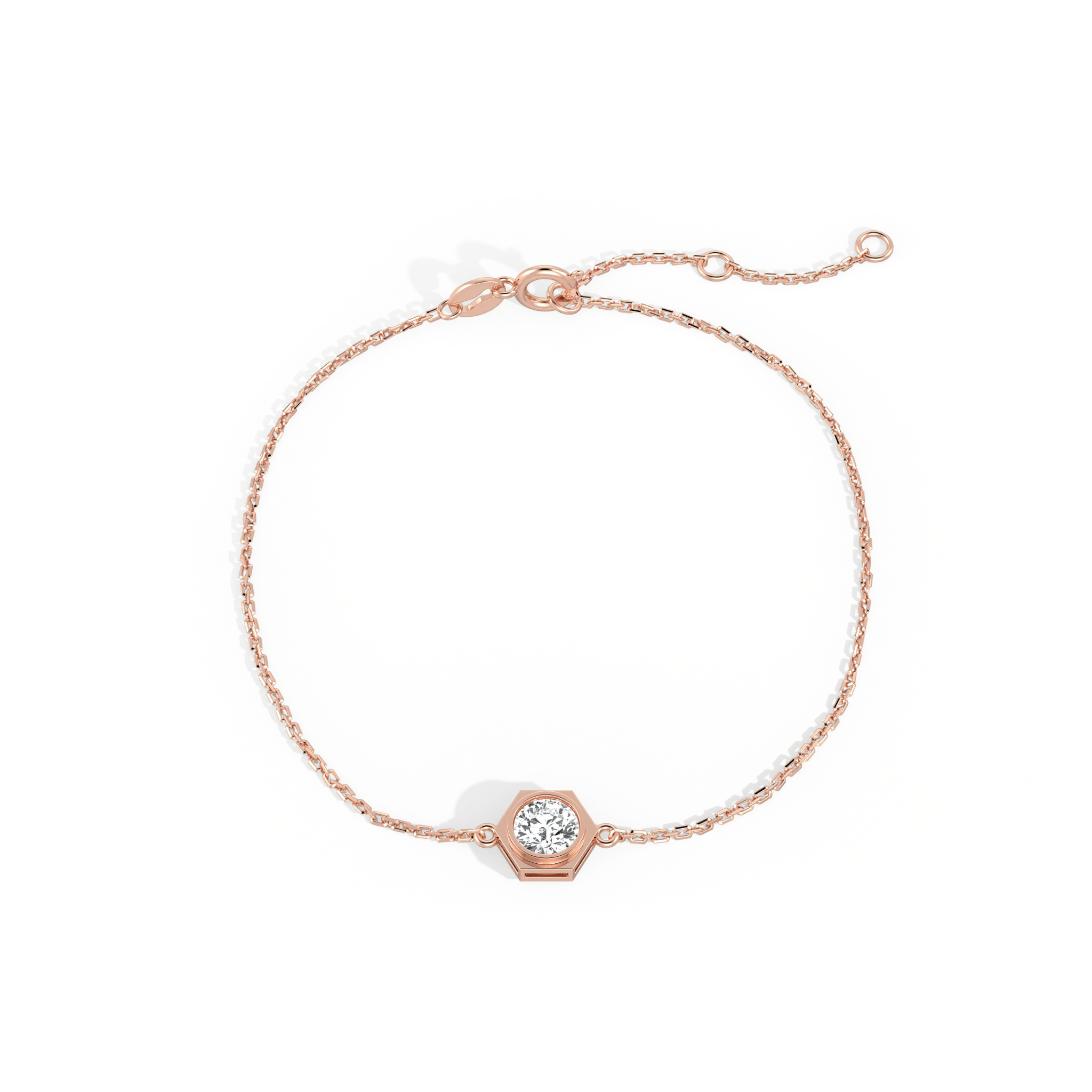 0.3CT Hexagon Lab Grown Diamond Chain Bracelet in 14K Solid Gold/Platinum - Image 19