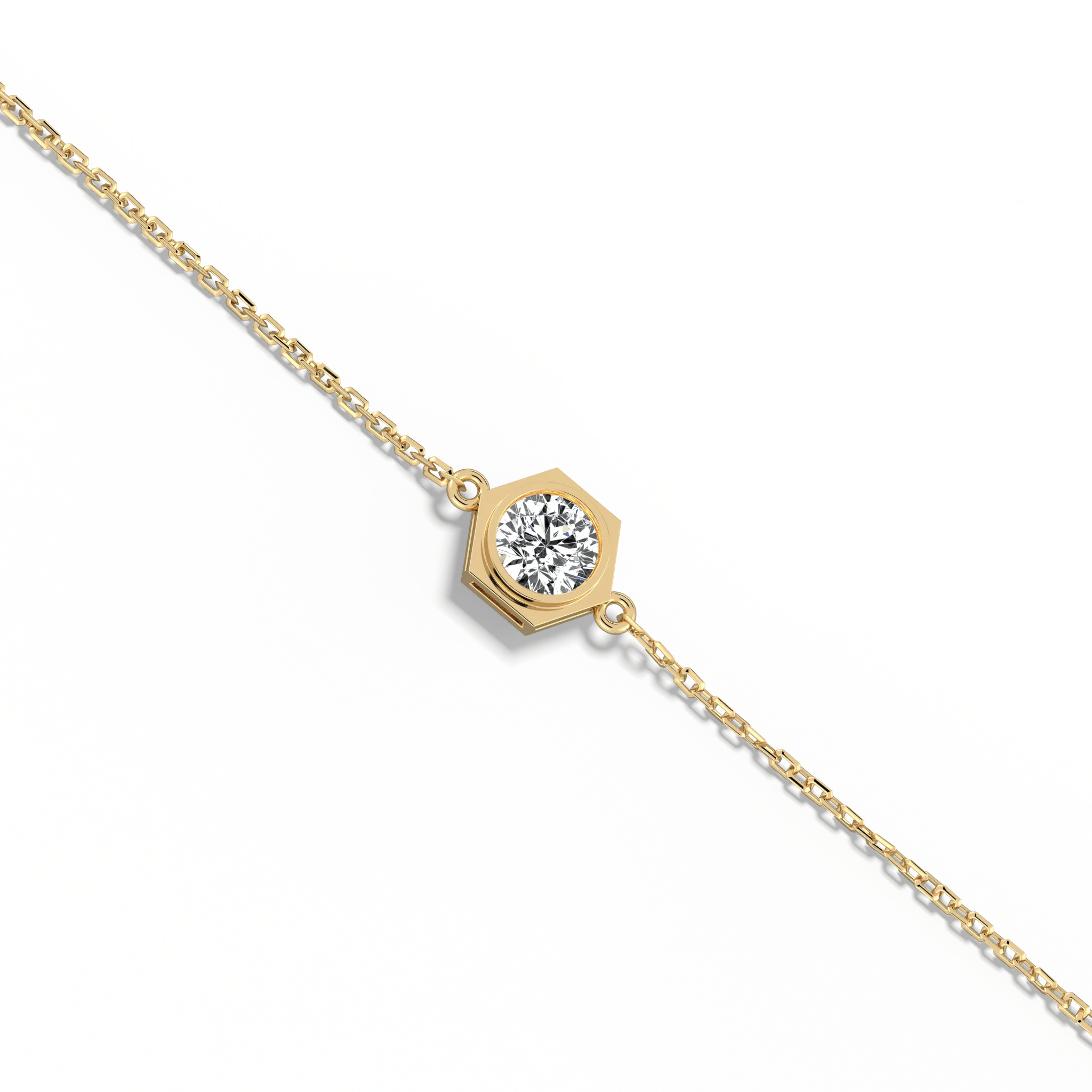 0.3CT Hexagon Lab Grown Diamond Chain Bracelet in 14K Solid Gold/Platinum - Image 4