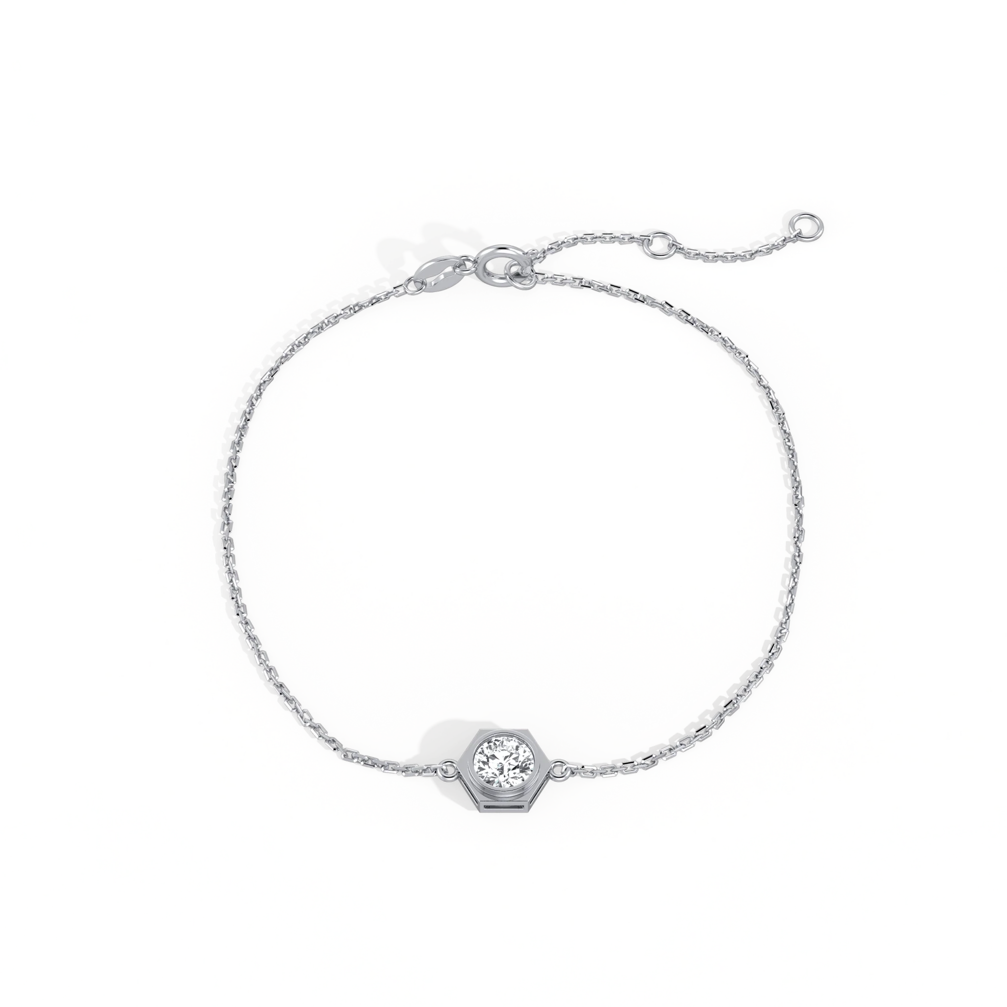 0.3CT Hexagon Lab Grown Diamond Chain Bracelet in 14K Solid Gold/Platinum - Image 8