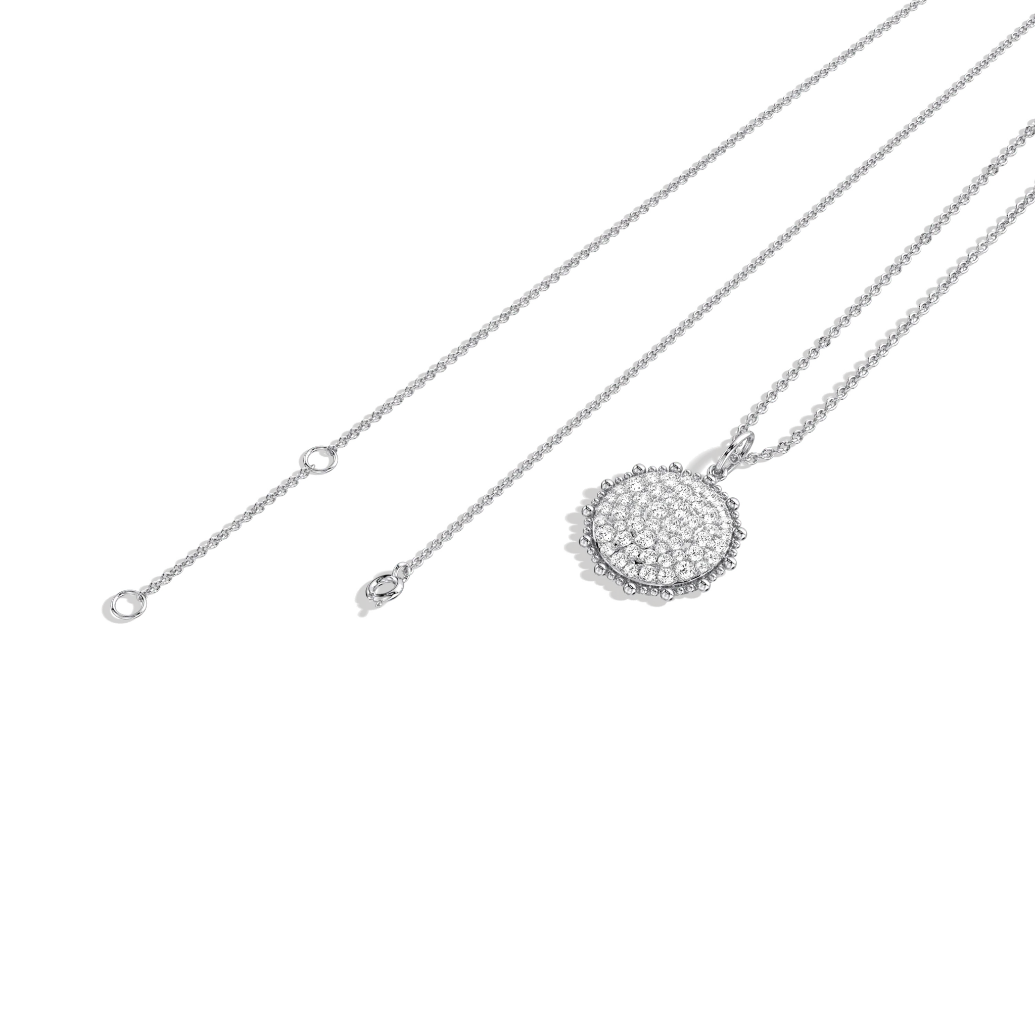 0.46CTW Lab Diamond Pave Disc Pendant Necklace In 14K Solid Gold/Platinum - Image 12