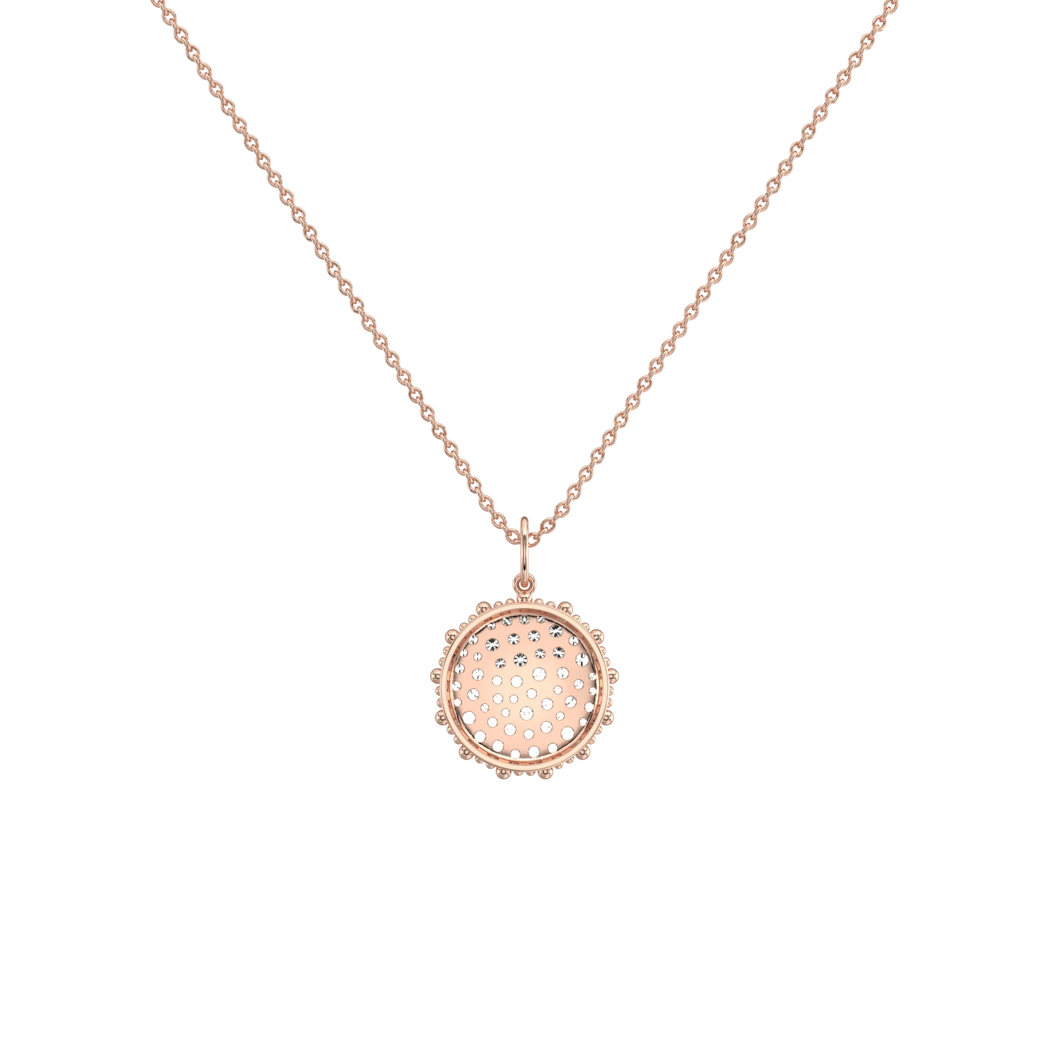 0.46CTW Lab Diamond Pave Disc Pendant Necklace In 14K Solid Gold/Platinum - Image 20