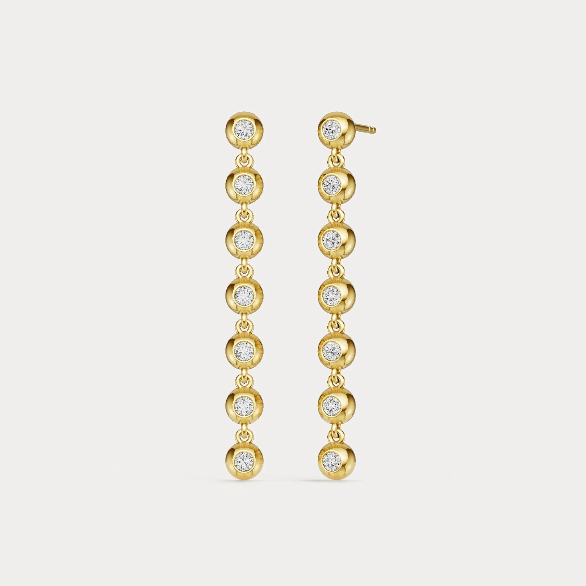 0.5 CTW Bezel Set 7 Round Lab-Grown Diamond Drop Earrings in Sterling Silver - Image 10