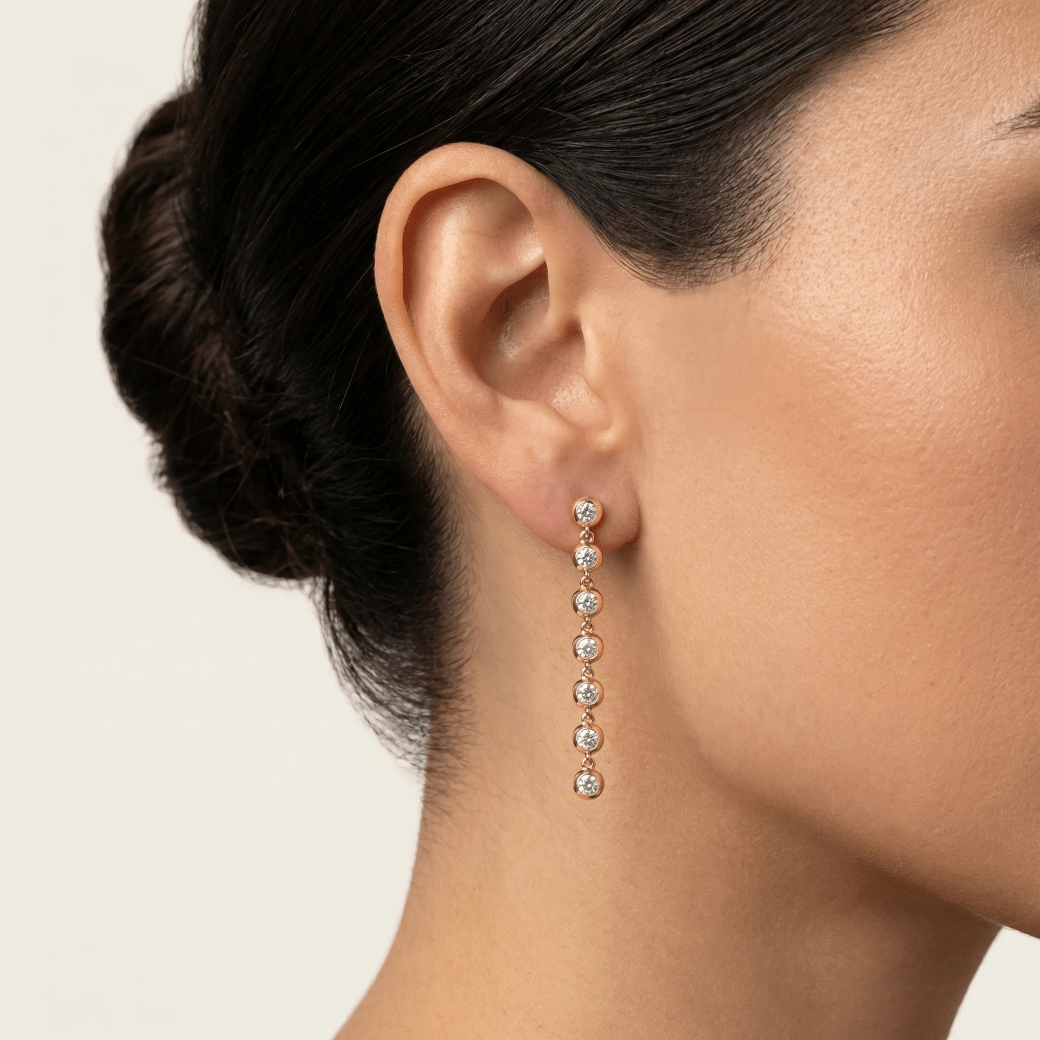0.5 CTW Bezel Set 7 Round Lab-Grown Diamond Drop Earrings in Sterling Silver - Image 8
