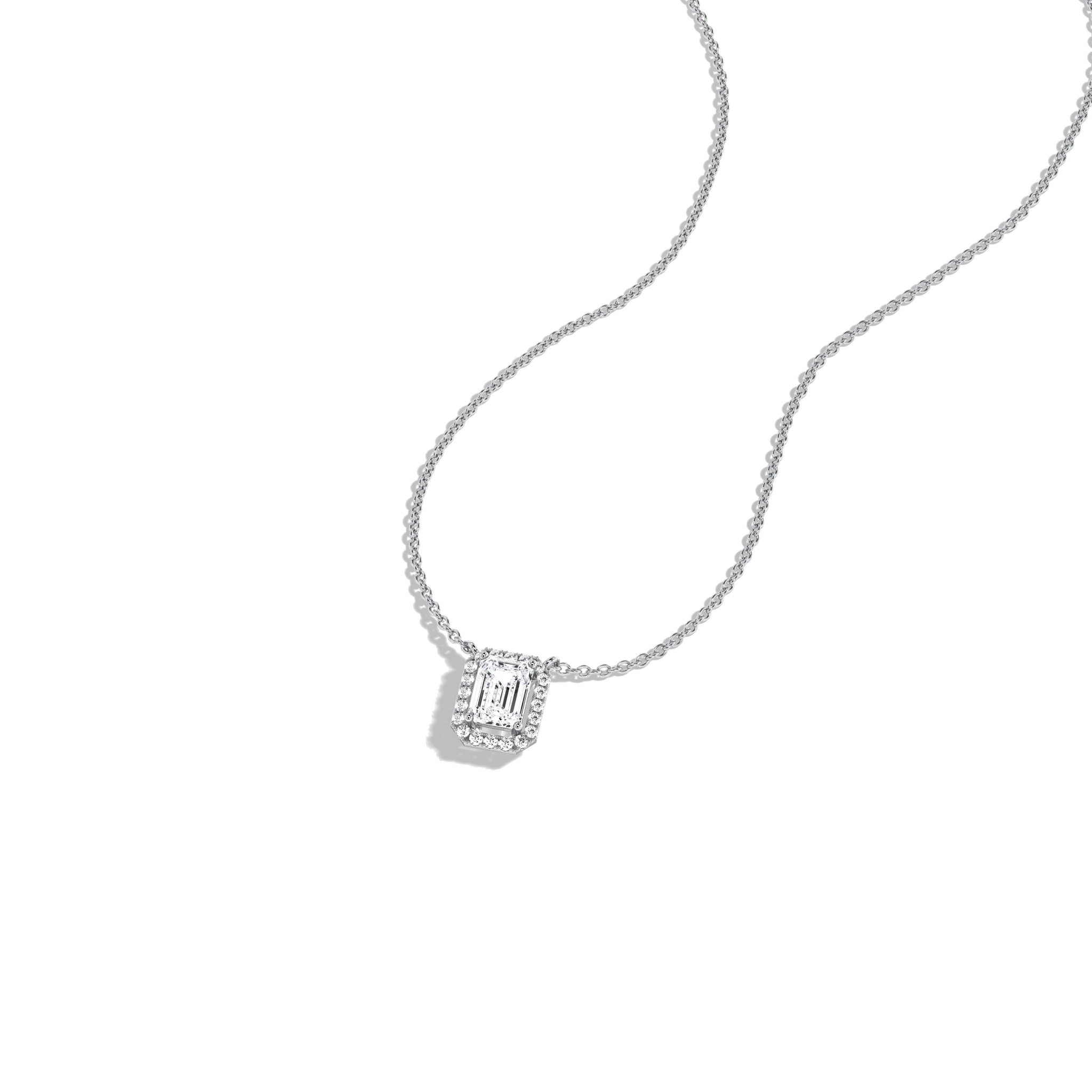 0.5CT Emerald Cut Lab Grown Diamond Pendant Necklace - Image 29
