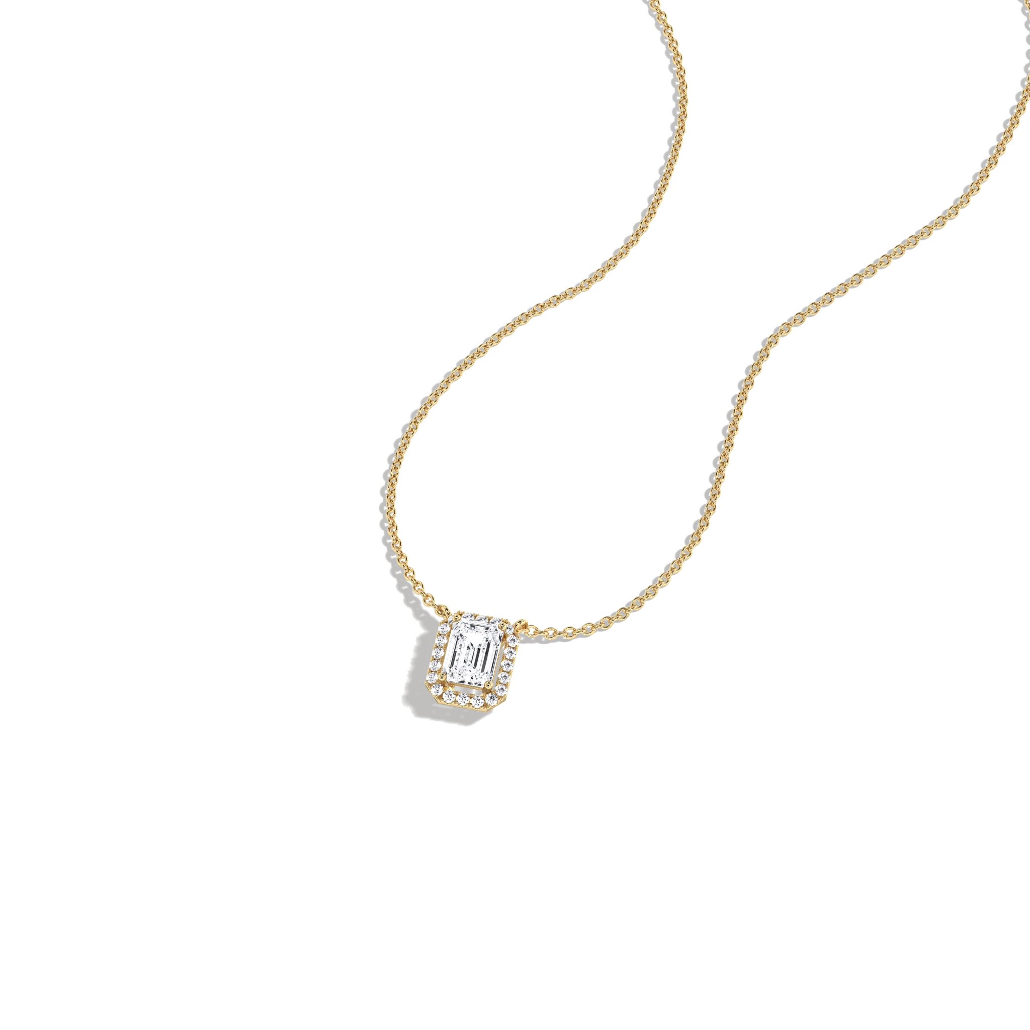 0.5CT Emerald Cut Lab Grown Diamond Pendant Necklace - Image 4