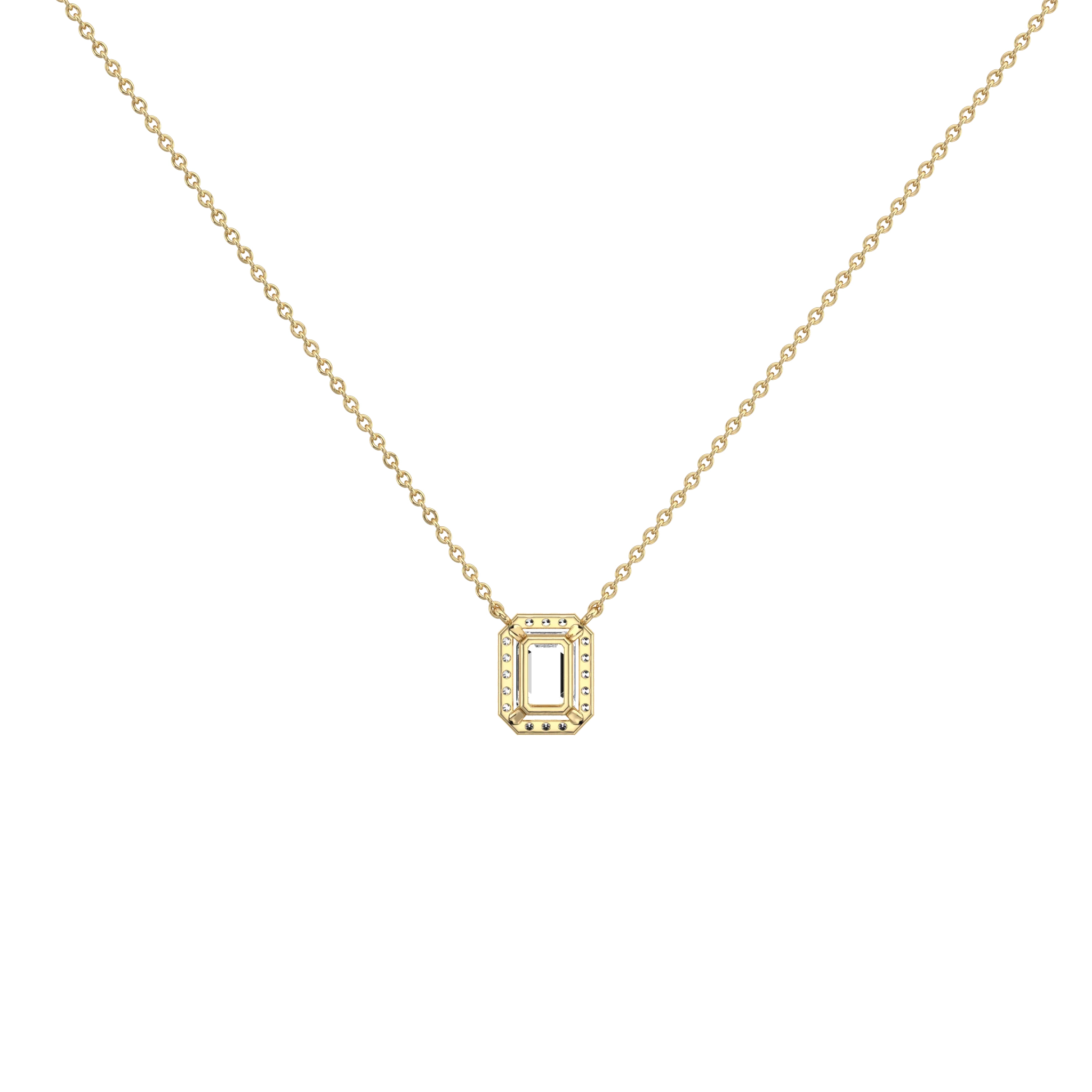 0.5CT Emerald Cut Lab Grown Diamond Pendant Necklace - Image 5