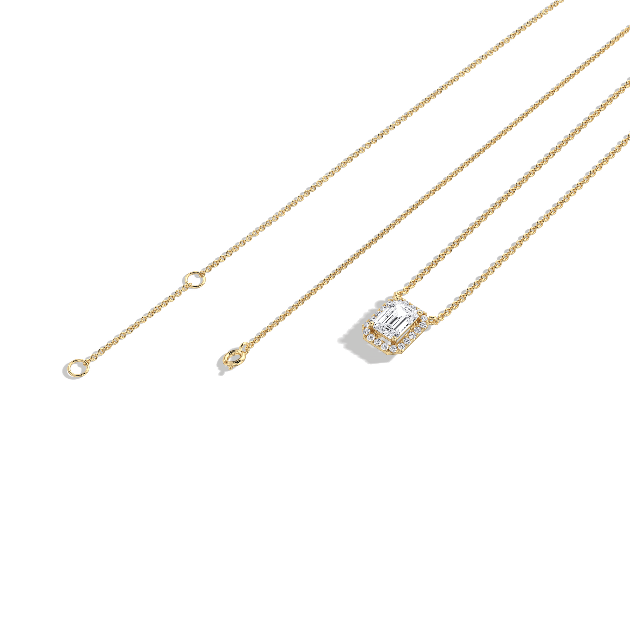 0.5CT Emerald Cut Lab Grown Diamond Pendant Necklace - Image 7