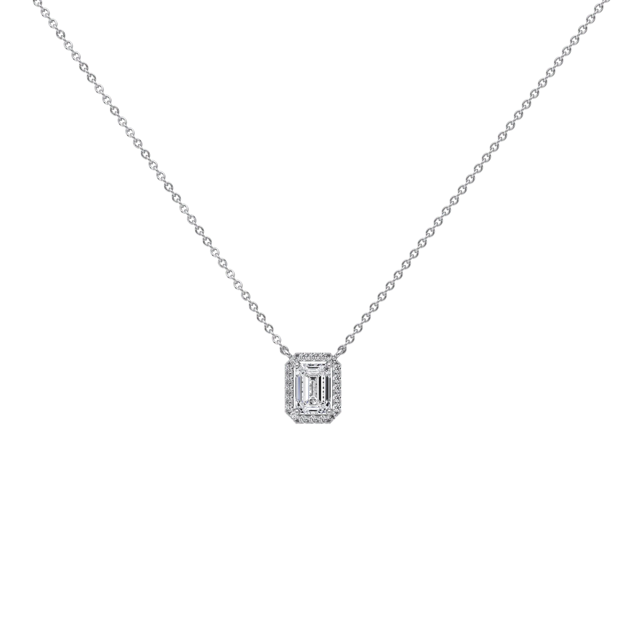0.5CT Emerald Cut Lab Grown Diamond Pendant Necklace - Image 9