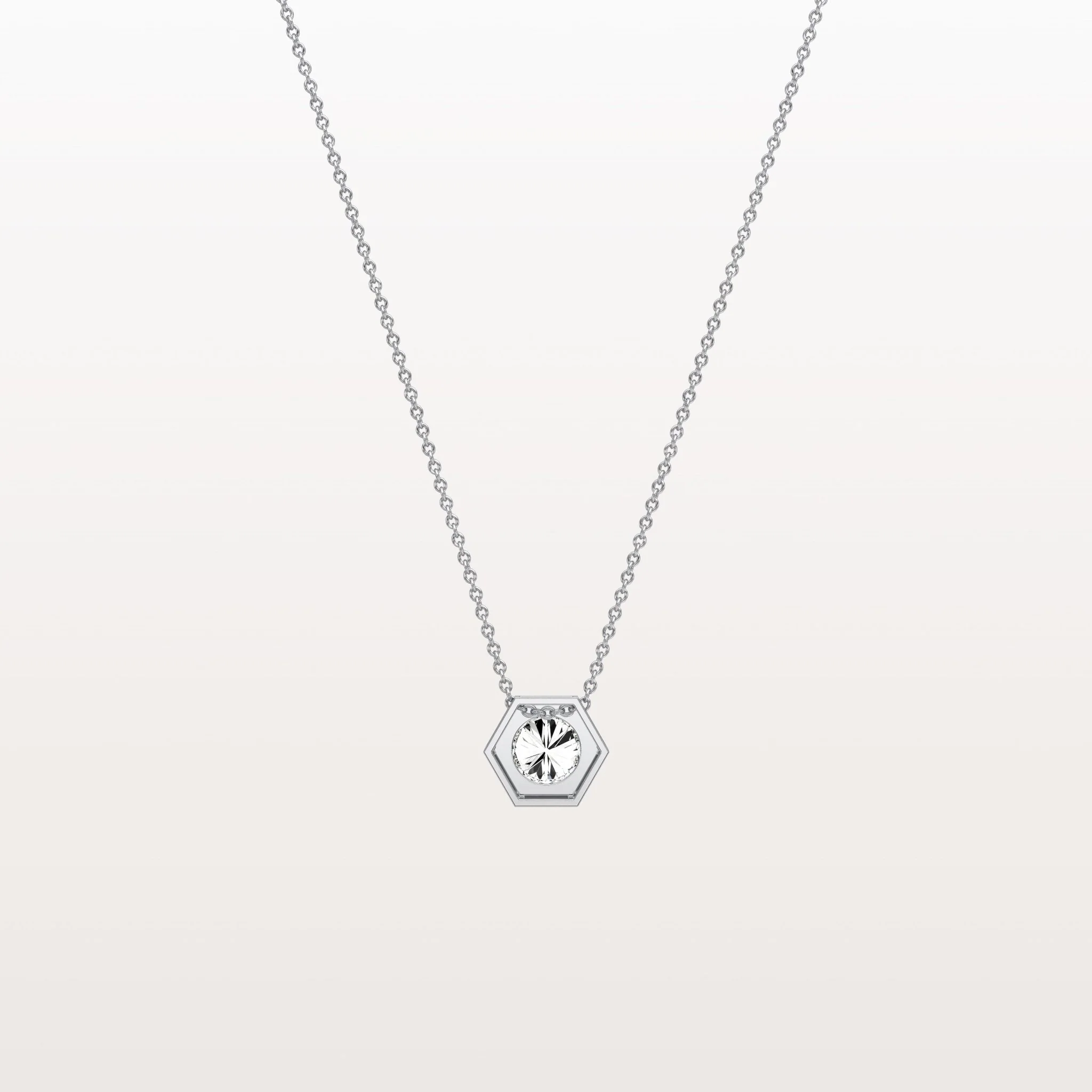 0.5CT Hexagon Lab Grown Diamond Necklace in 14K Solid Gold/Platinum - Image 24