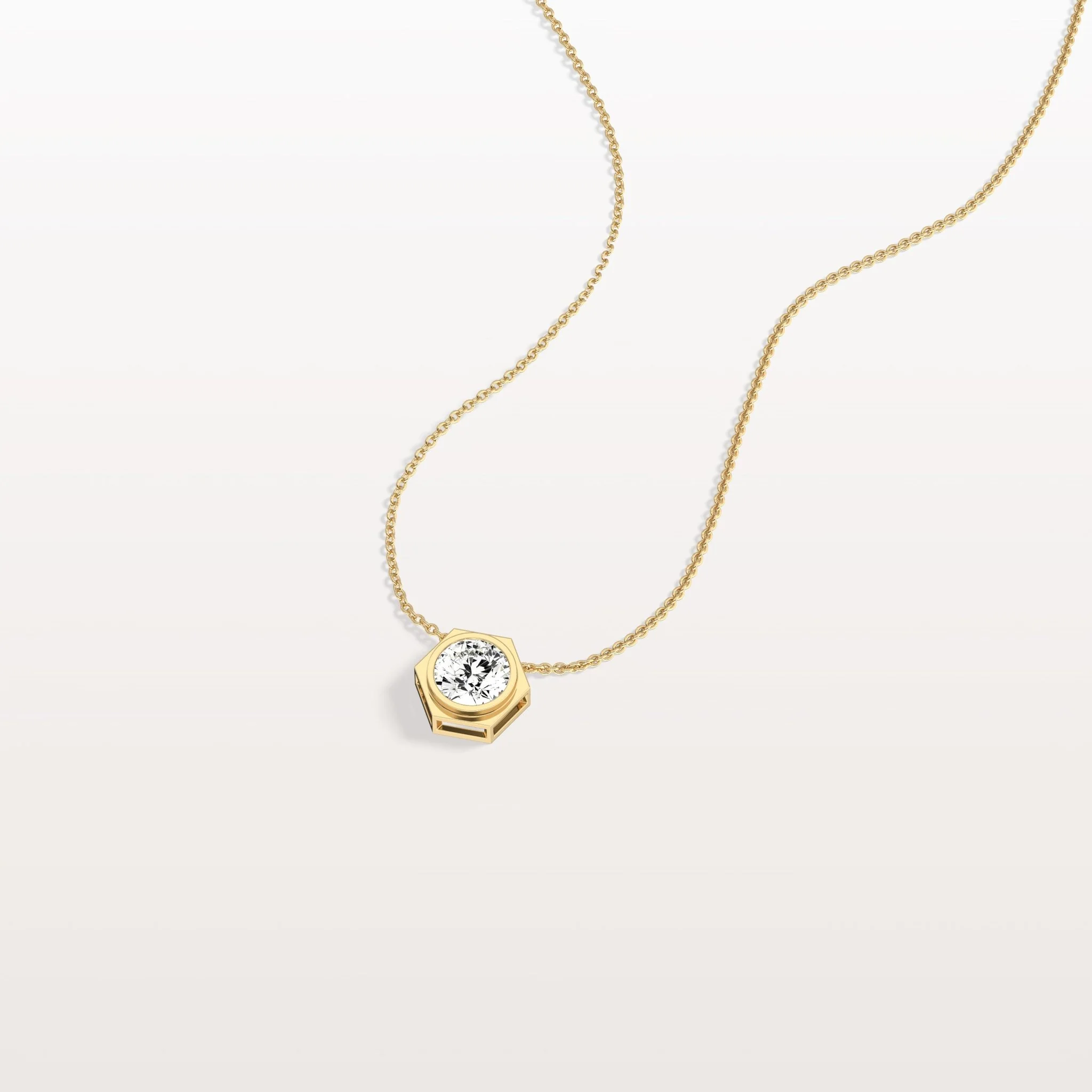 0.5CT Hexagon Lab Grown Diamond Necklace in 14K Solid Gold/Platinum - Image 4