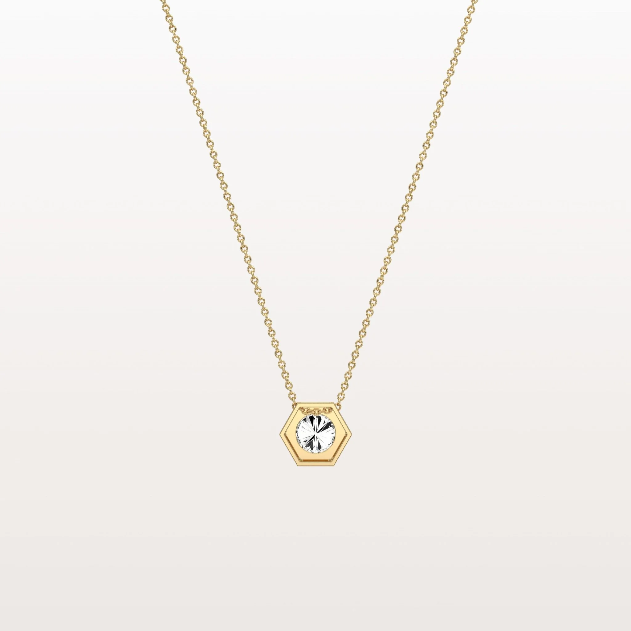0.5CT Hexagon Lab Grown Diamond Necklace in 14K Solid Gold/Platinum - Image 5