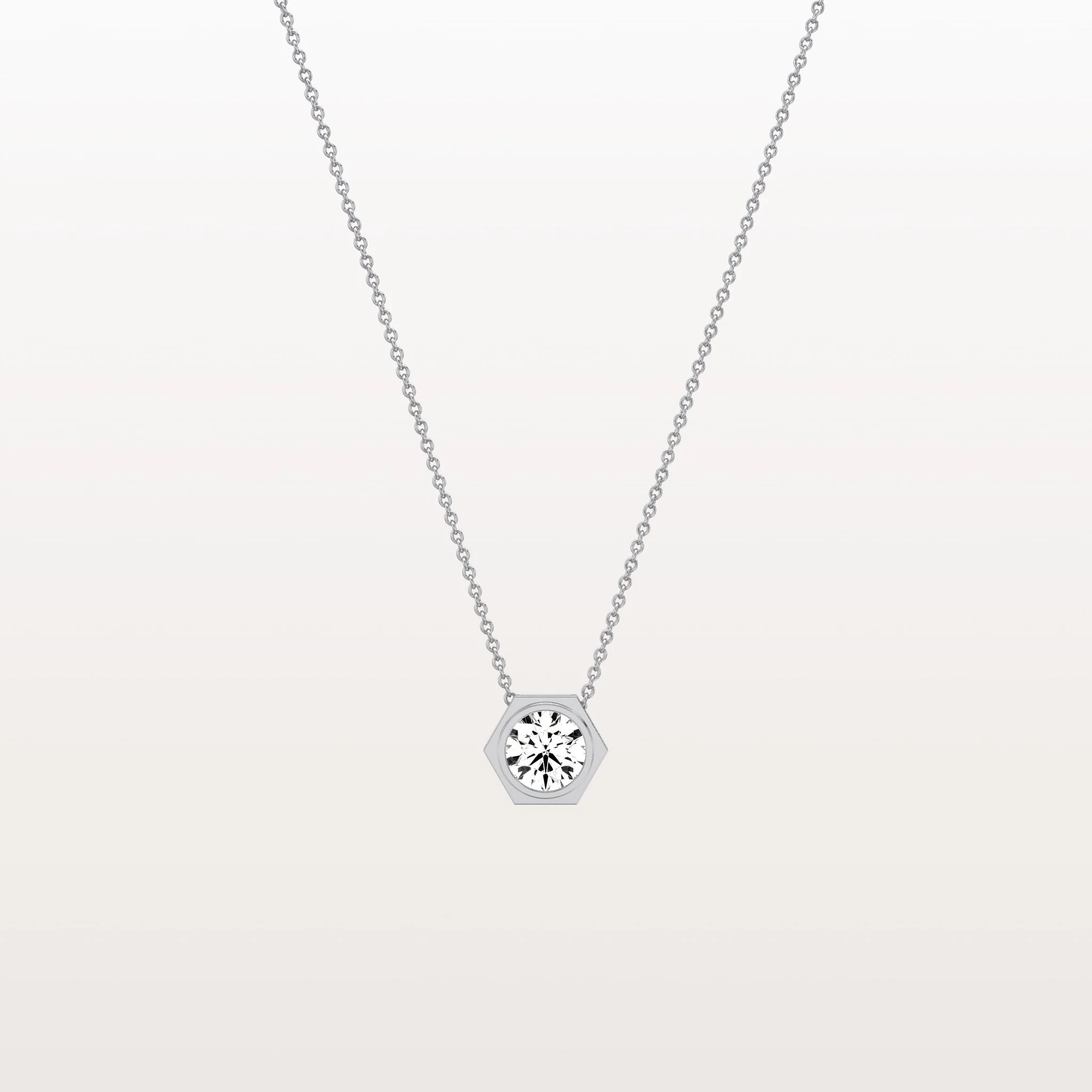 0.5CT Hexagon Lab Grown Diamond Necklace in 14K Solid Gold/Platinum - Image 8