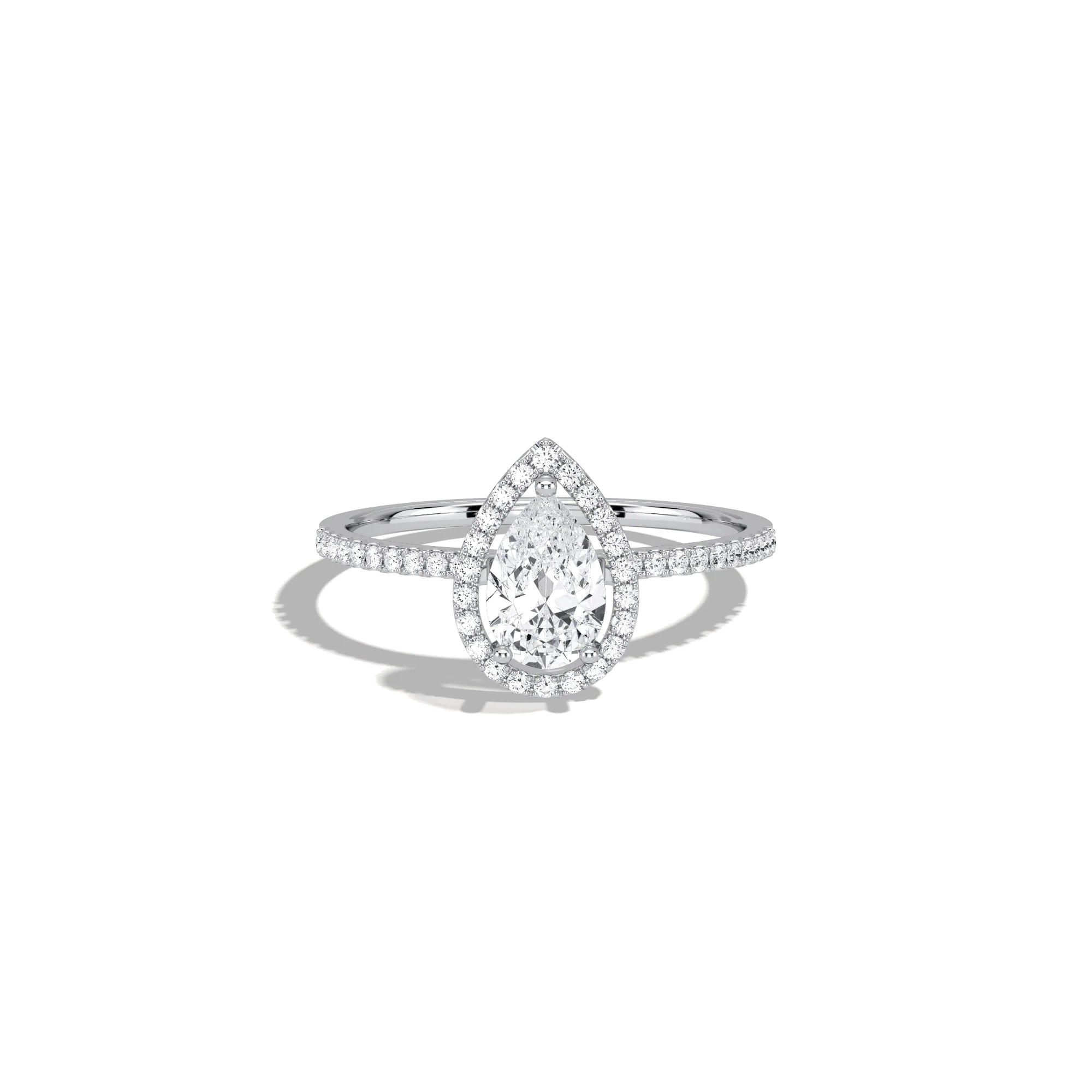 0.5CT Lab Grown Diamond Pear Cut Halo Engagement Ring In 14K Solid Gold/Platinum - Image 10