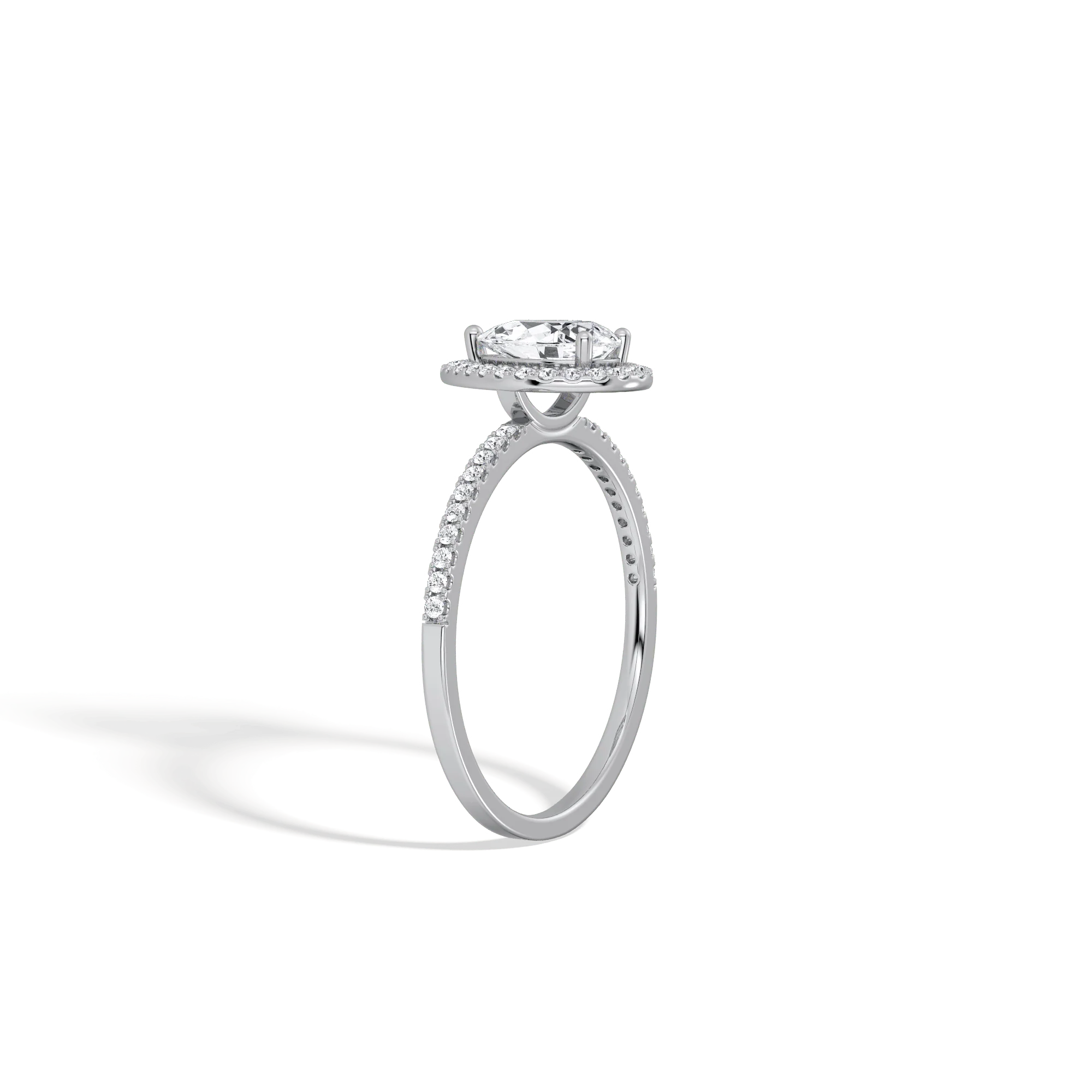 0.5CT Lab Grown Diamond Pear Cut Halo Engagement Ring In 14K Solid Gold/Platinum - Image 13
