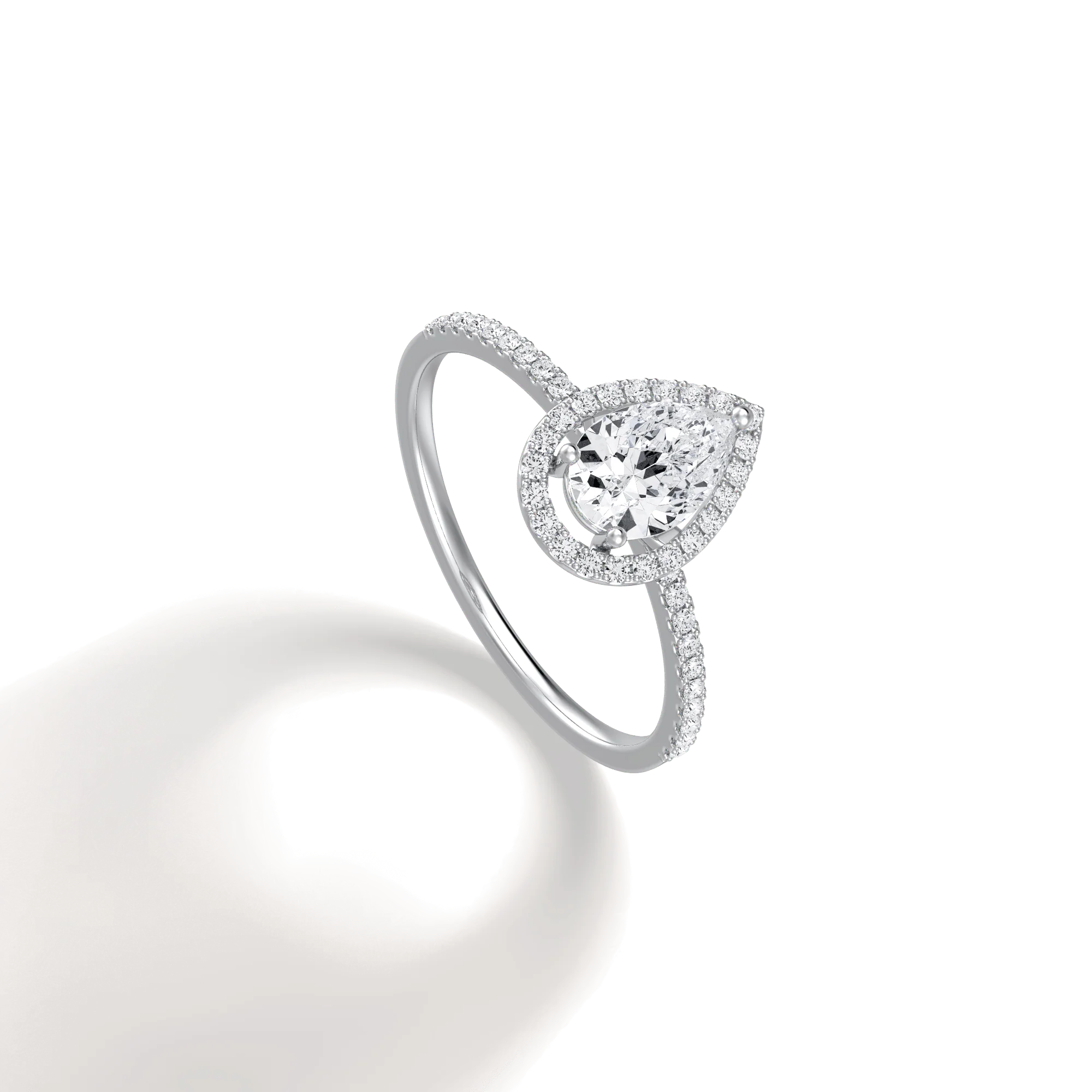 0.5CT Lab Grown Diamond Pear Cut Halo Engagement Ring In 14K Solid Gold/Platinum - Image 17