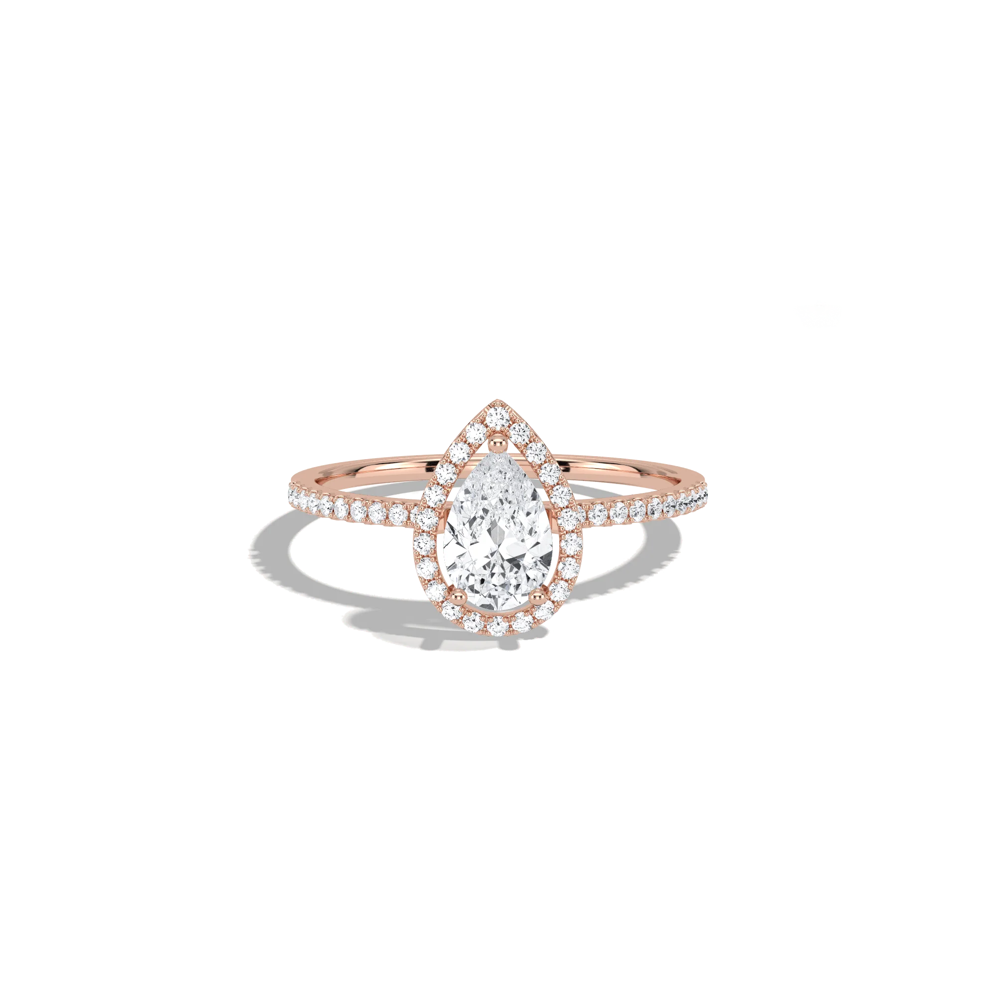 0.5CT Lab Grown Diamond Pear Cut Halo Engagement Ring In 14K Solid Gold/Platinum - Image 18