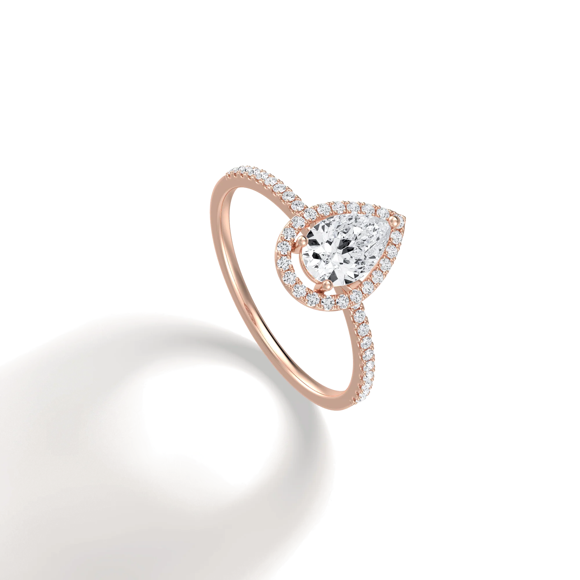 0.5CT Lab Grown Diamond Pear Cut Halo Engagement Ring In 14K Solid Gold/Platinum - Image 25