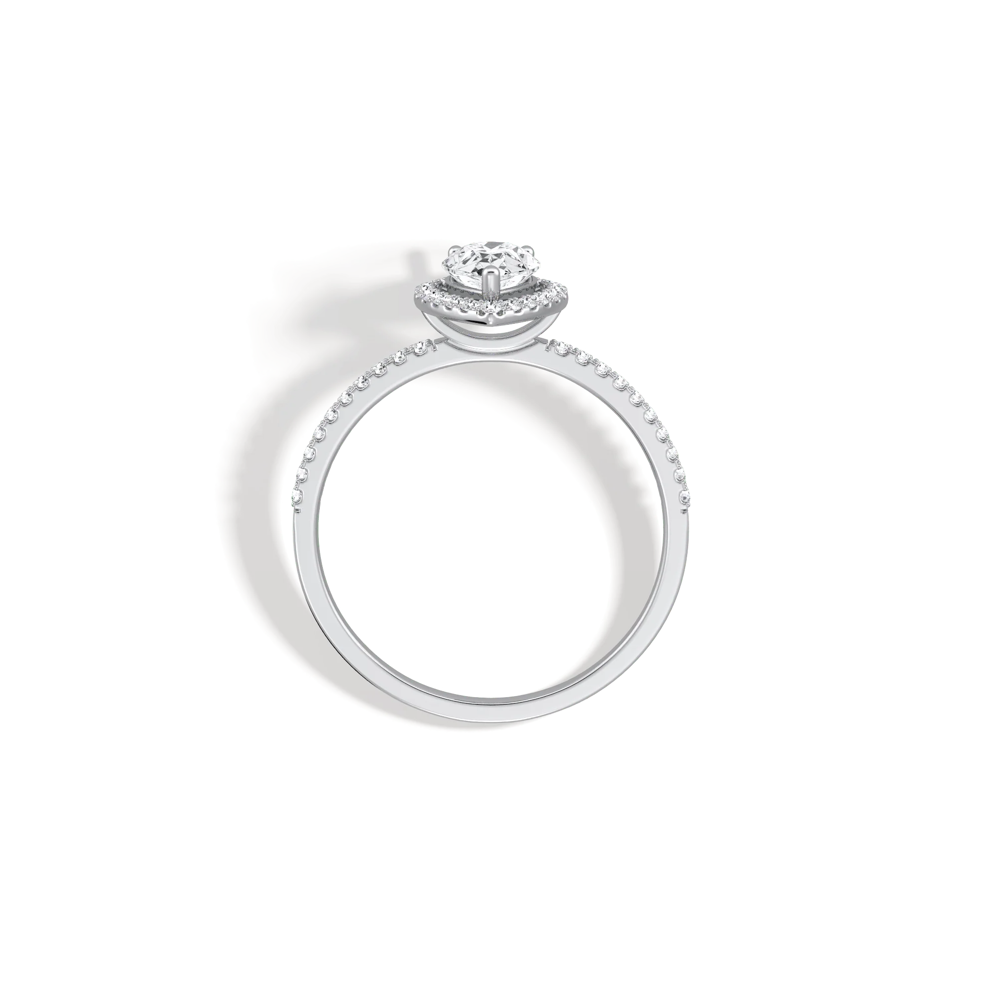 0.5CT Lab Grown Diamond Pear Cut Halo Engagement Ring In 14K Solid Gold/Platinum - Image 30