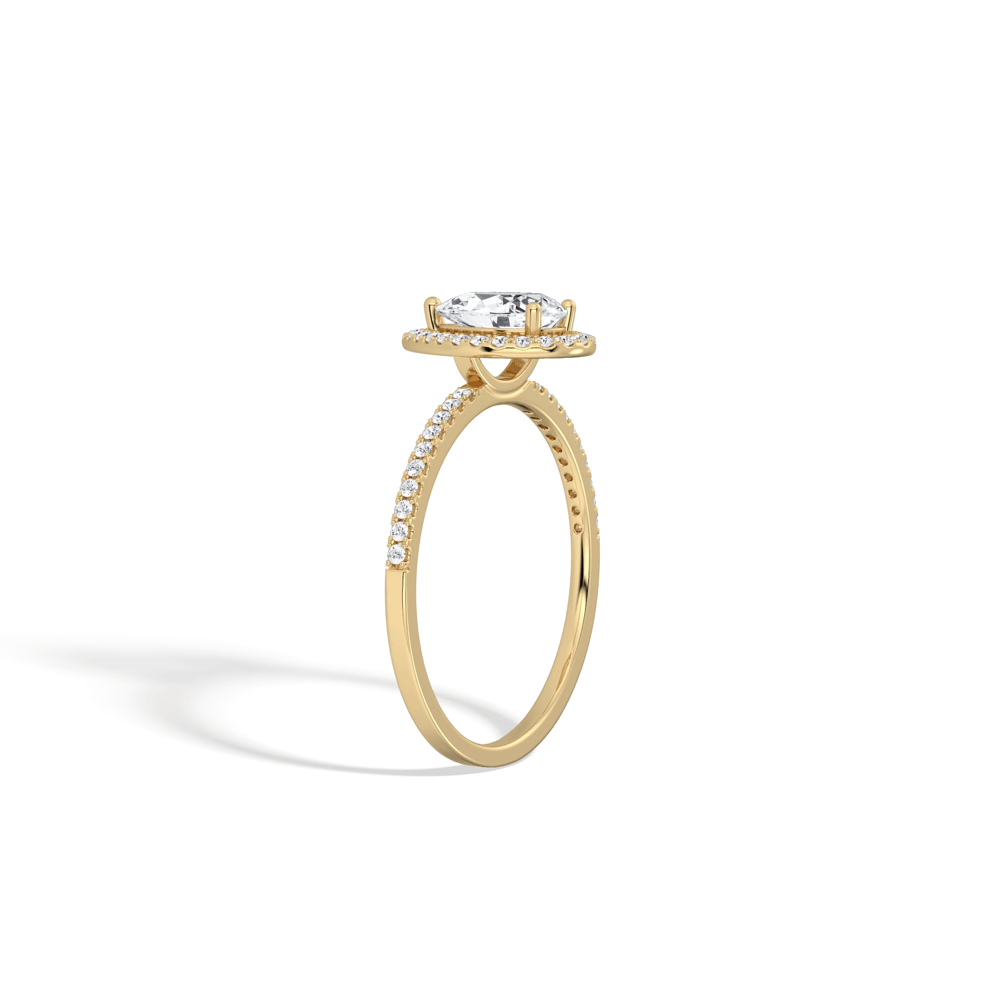 0.5CT Lab Grown Diamond Pear Cut Halo Engagement Ring In 14K Solid Gold/Platinum - Image 4