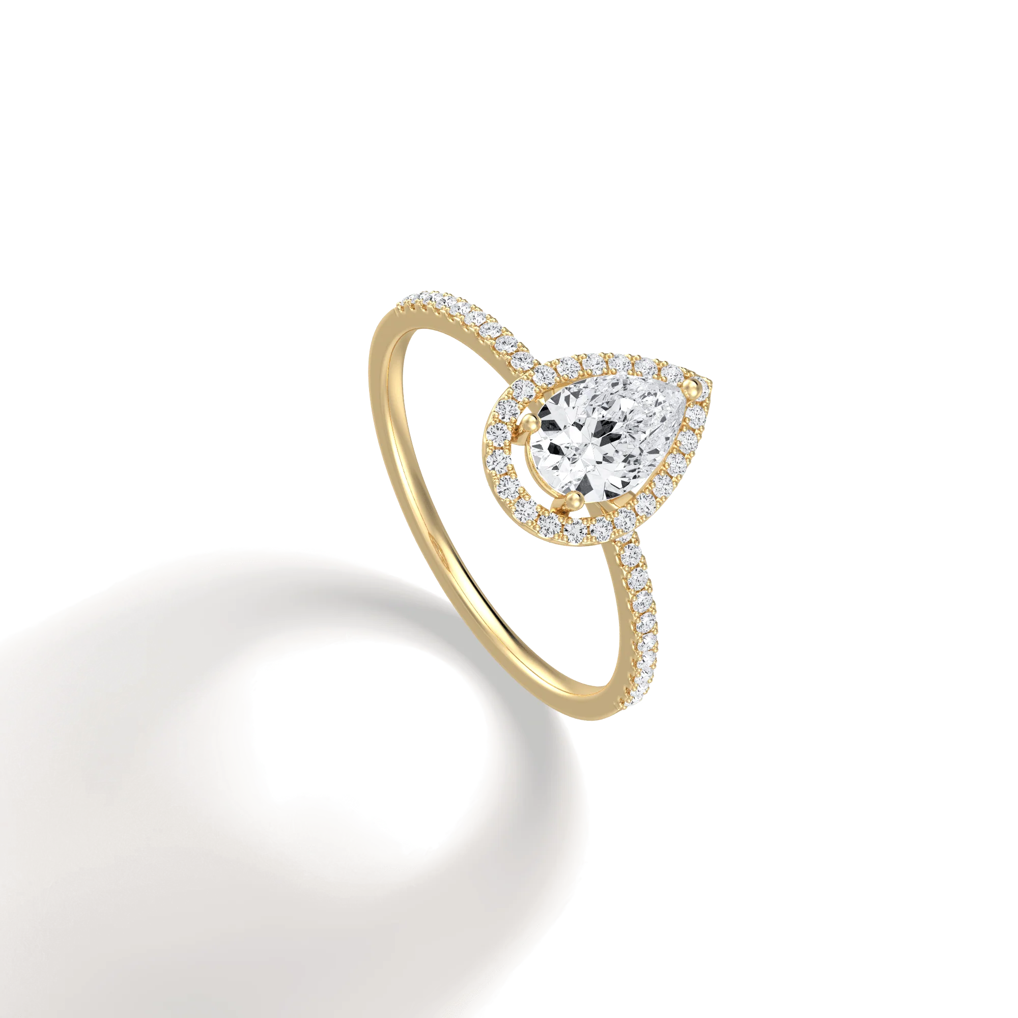 0.5CT Lab Grown Diamond Pear Cut Halo Engagement Ring In 14K Solid Gold/Platinum - Image 8