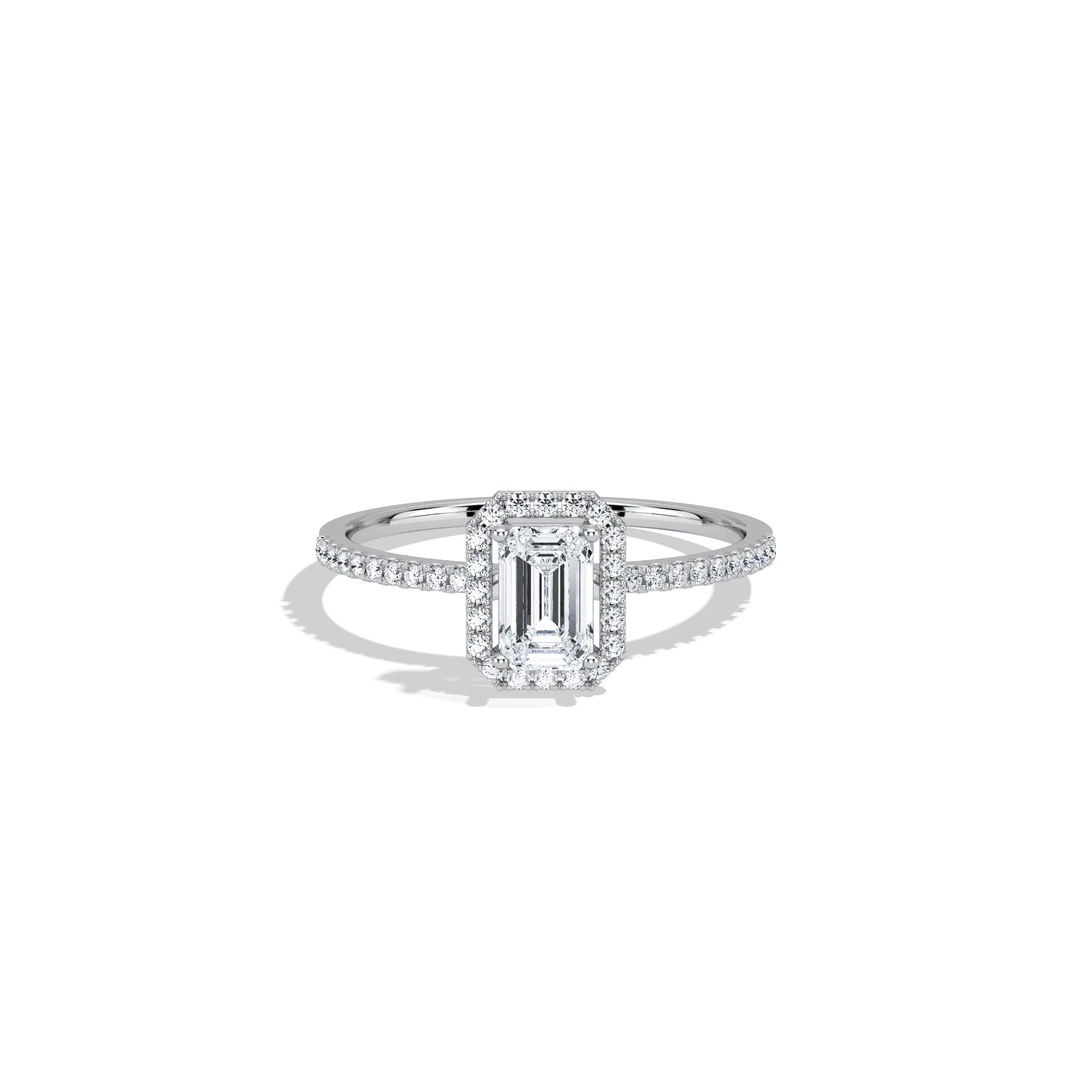 0.5CT Lab Grown Diamond Emerald Cut Halo Engagement Ring - Image 26