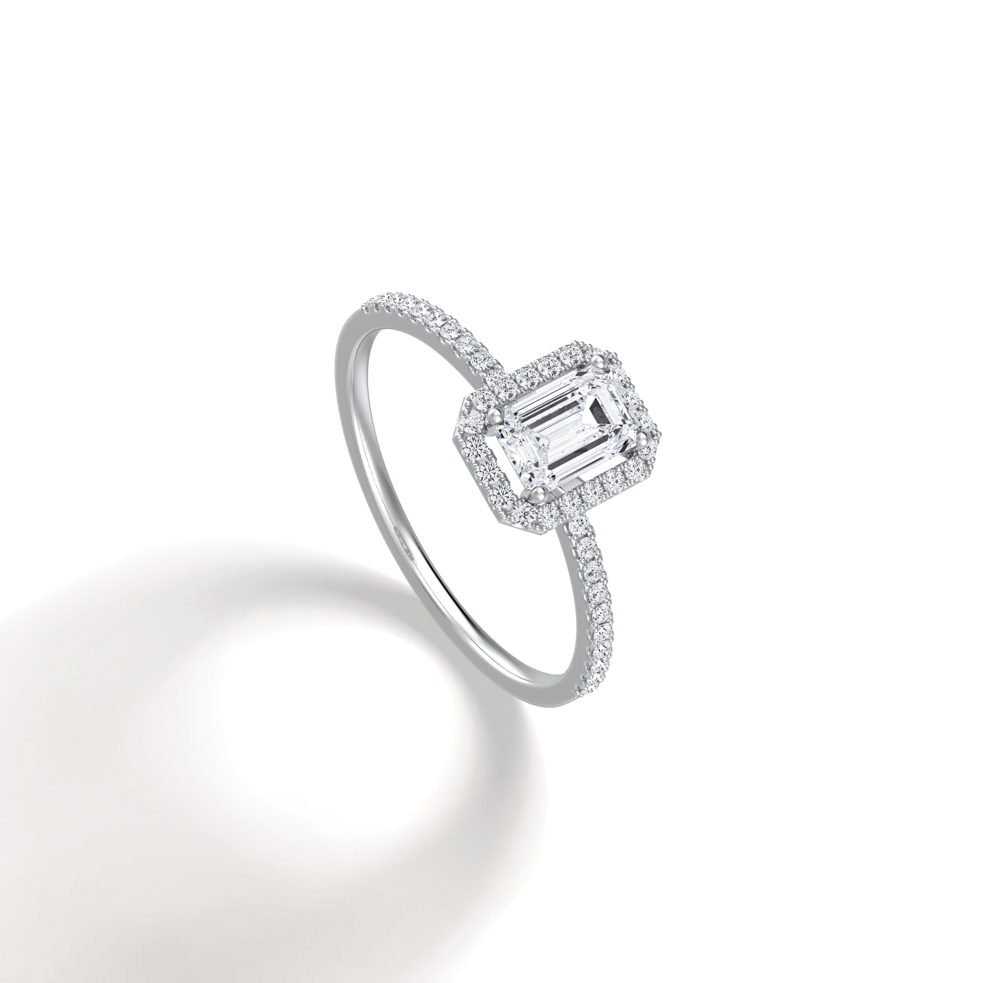 0.5CT Lab Grown Diamond Emerald Cut Halo Engagement Ring - Image 29