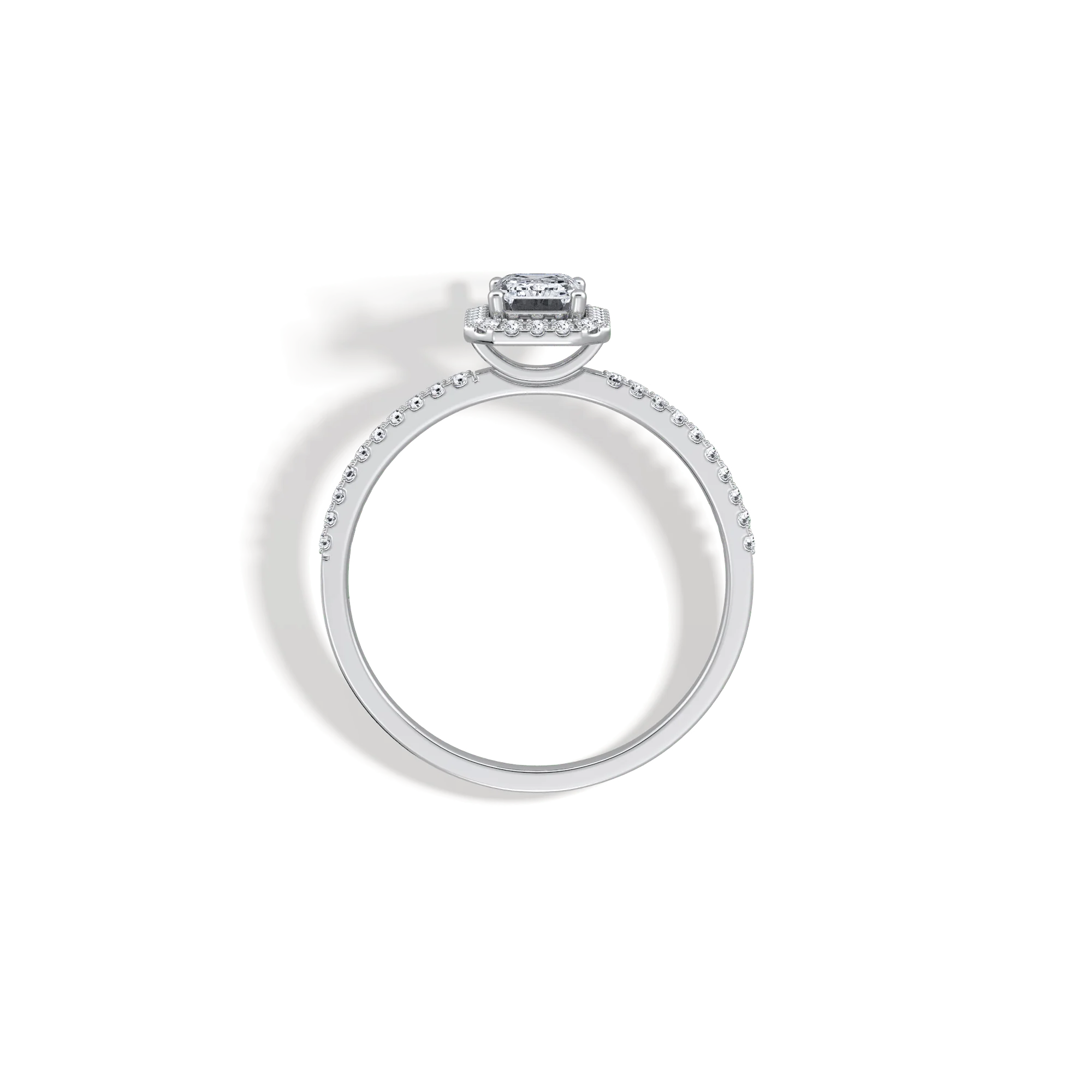 0.5CT Lab Grown Diamond Emerald Cut Halo Engagement Ring - Image 30