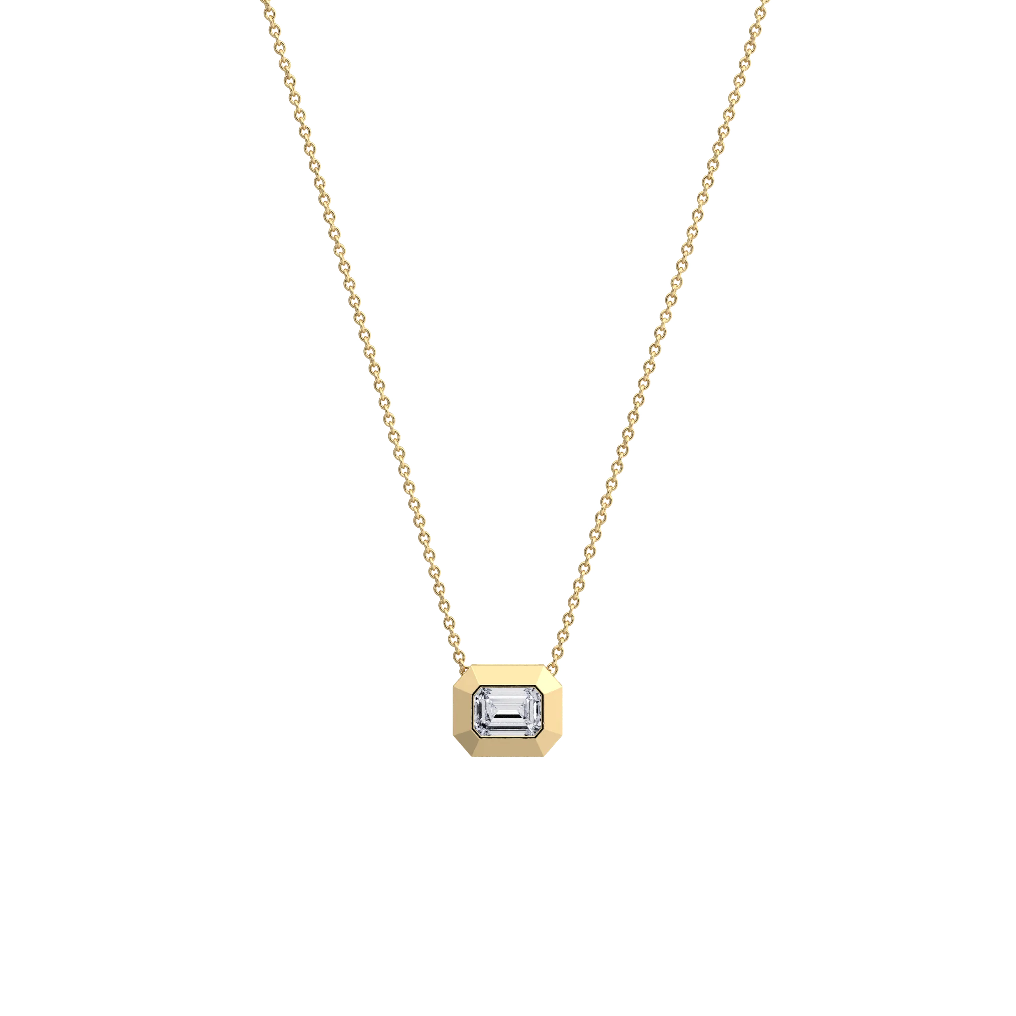 0.5CT Emerald Cut Lab Diamond Octagon Pendant Necklace