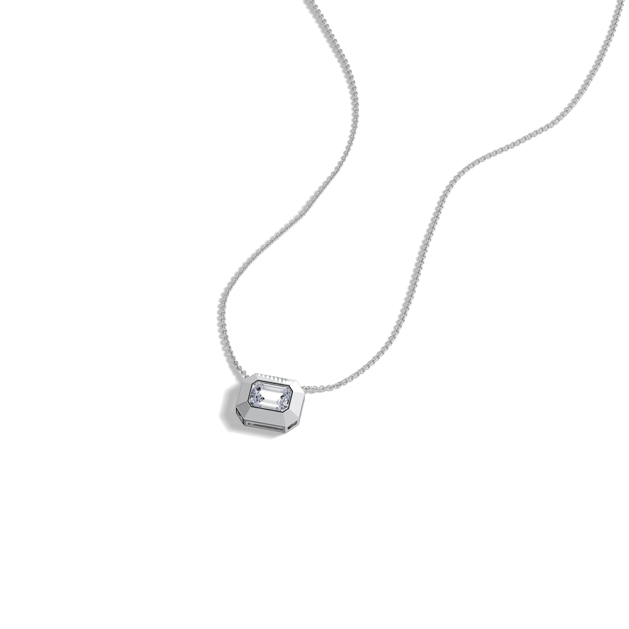 0.5CT Emerald Cut Lab Diamond Octagon Pendant Necklace - Image 20