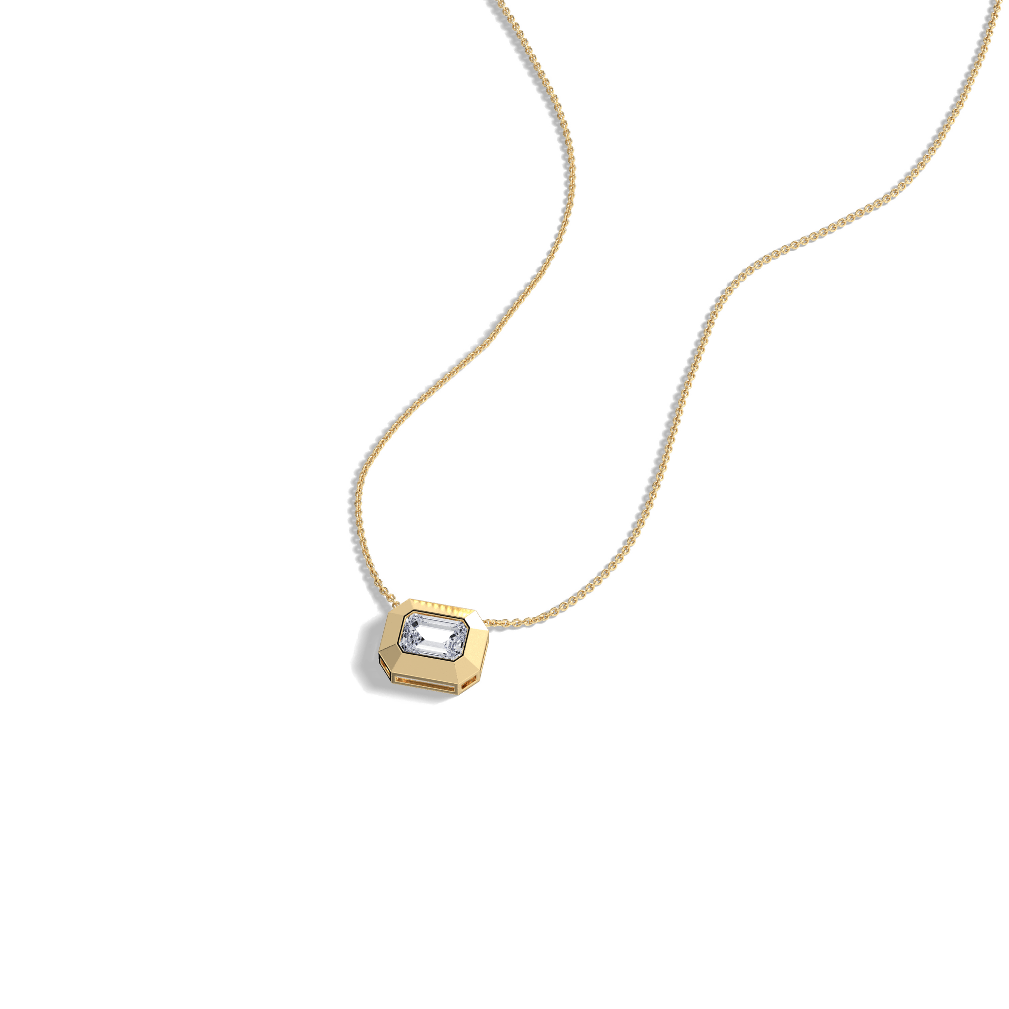 0.5CT Emerald Cut Lab Diamond Octagon Pendant Necklace - Image 4