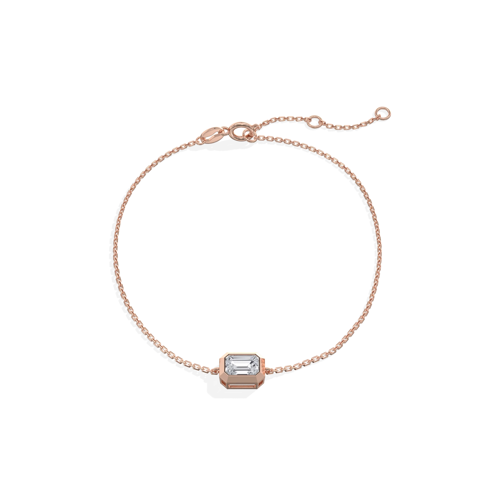 0.5CT Emerald Cut Lab Grown Diamond Chain Bracelet - Image 14
