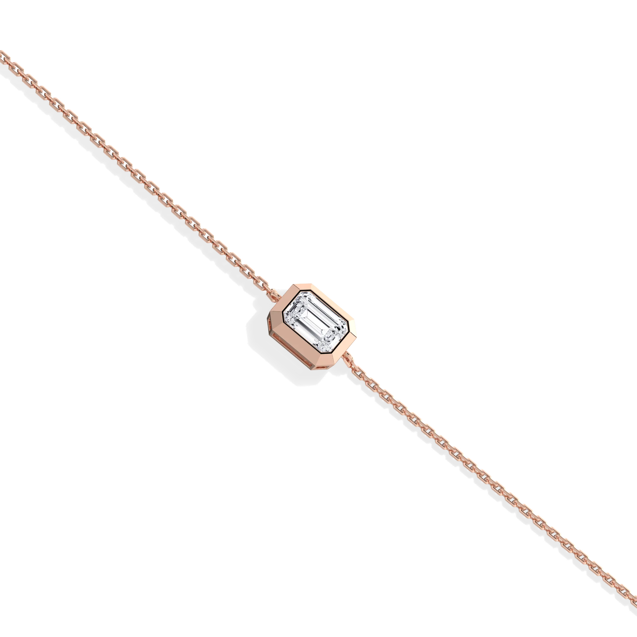 0.5CT Emerald Cut Lab Grown Diamond Chain Bracelet - Image 17