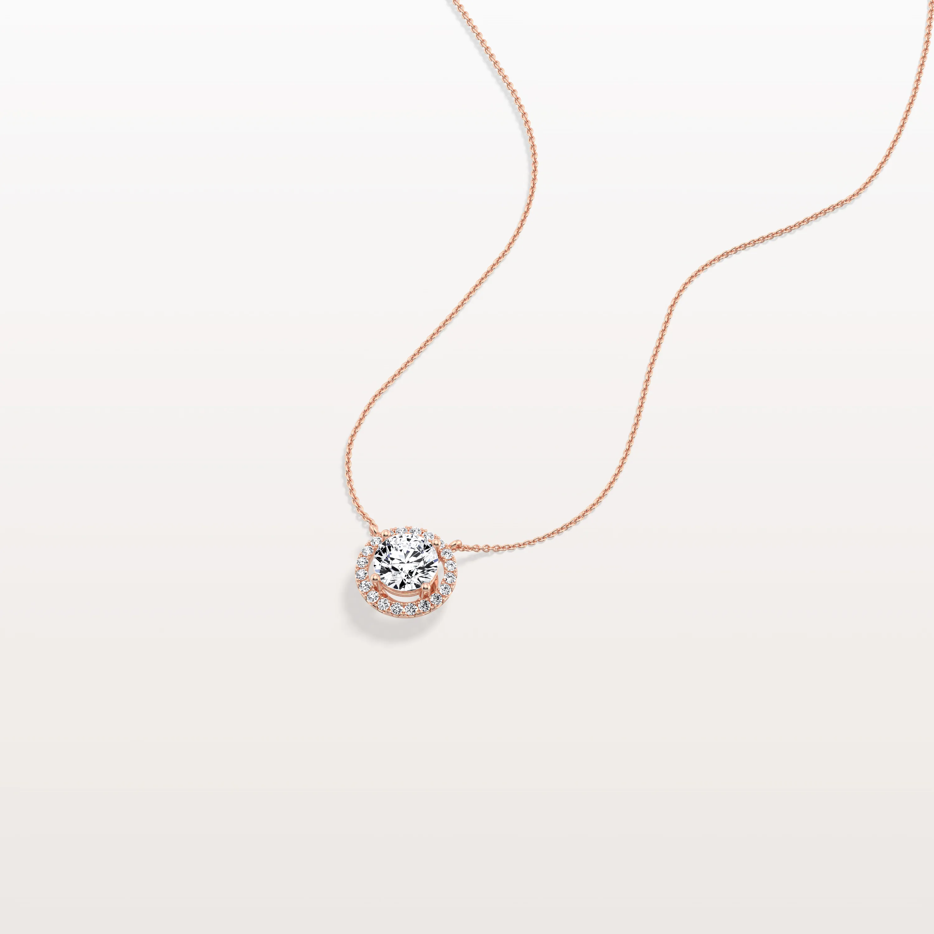 0.5CT Round Lab Grown Diamond Halo Necklace In 14K Solid Gold/Platinum - Image 16